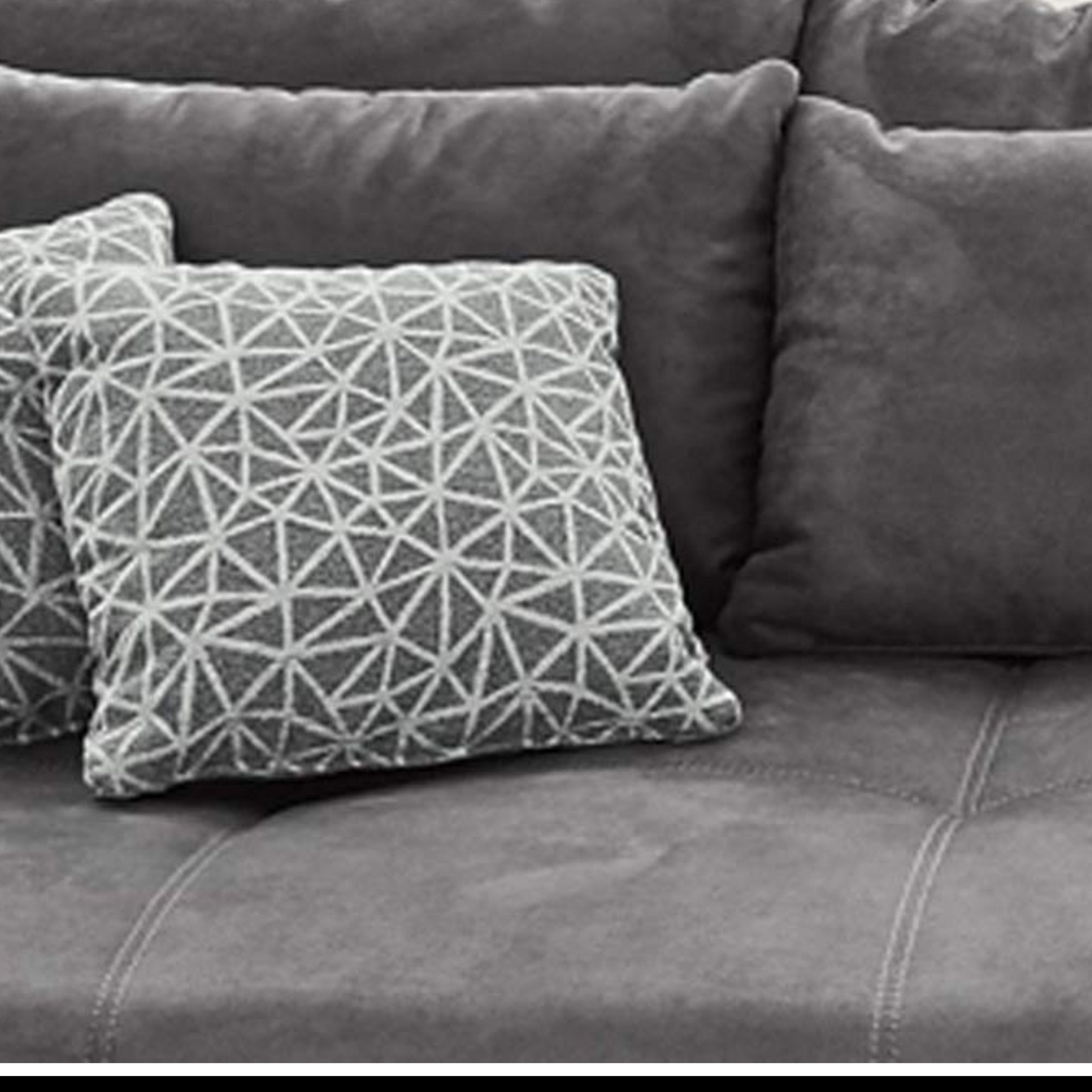 luma-home Big-Sofa 15114, XXL-Couch B306/T134/H86 cm, Liegefläche 120x240 cm, mit Federkernpolsterung, viele Kissen, markante Steppungen, Mikrofaserstoff Grau