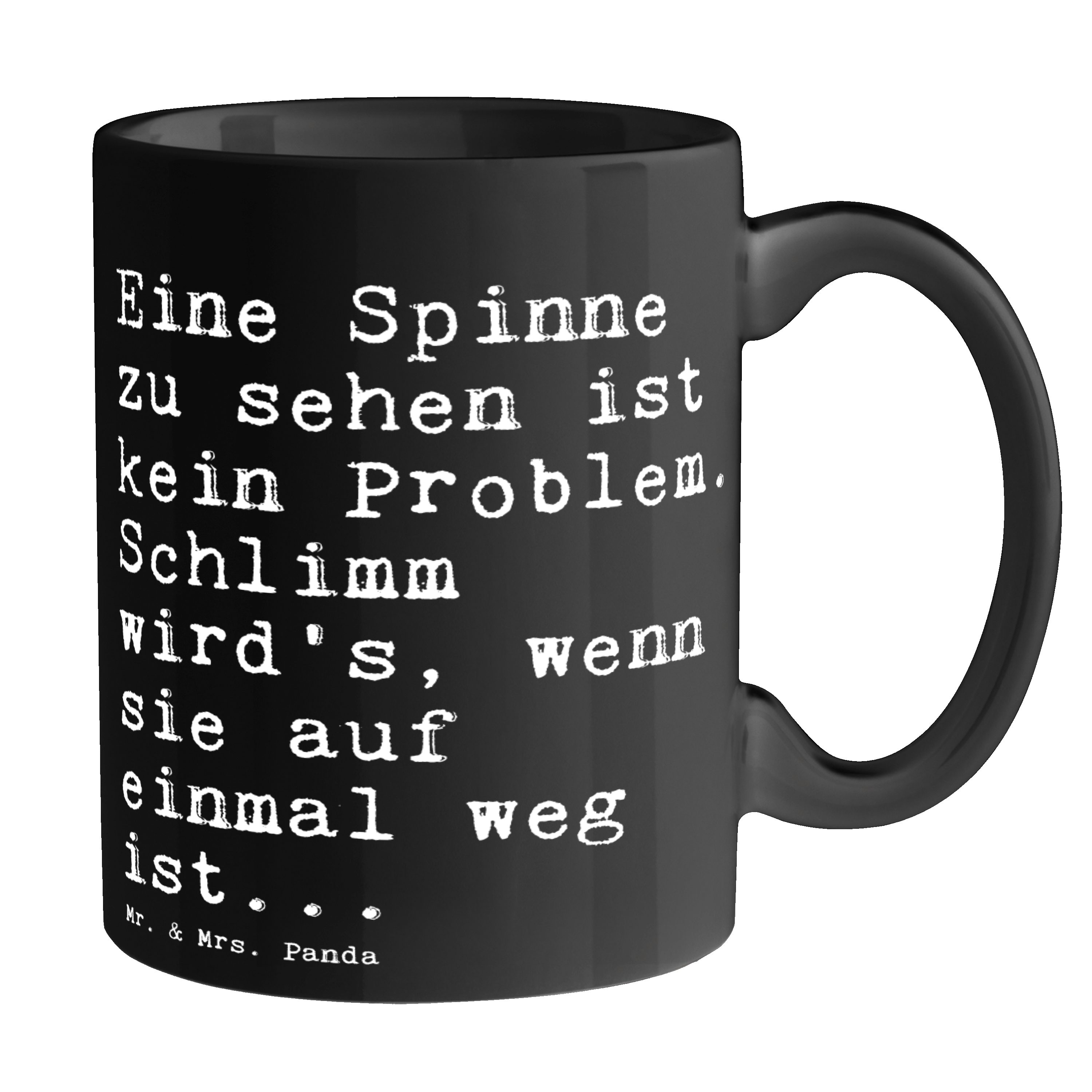 Geschenk, Tasse sehen... - Schwarz Kaff, Spinnen, - Eine Spinne Keramik zu Mr. Freundin, & Schwarz Mrs. Panda