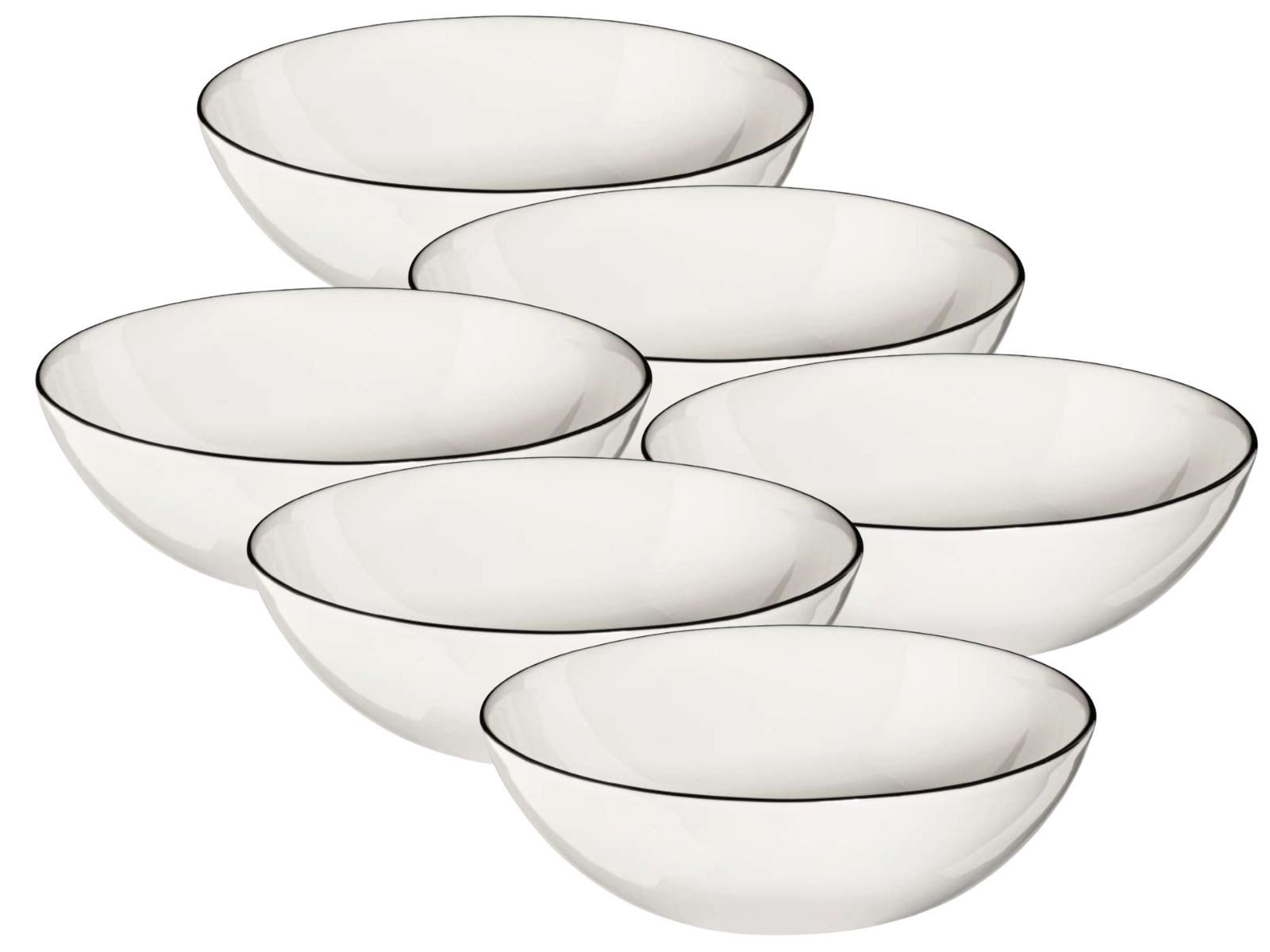 ASA SELECTION Geschirr-Set Selection à table ligne noire Schälchen 9cm Set6, Fine Bone China