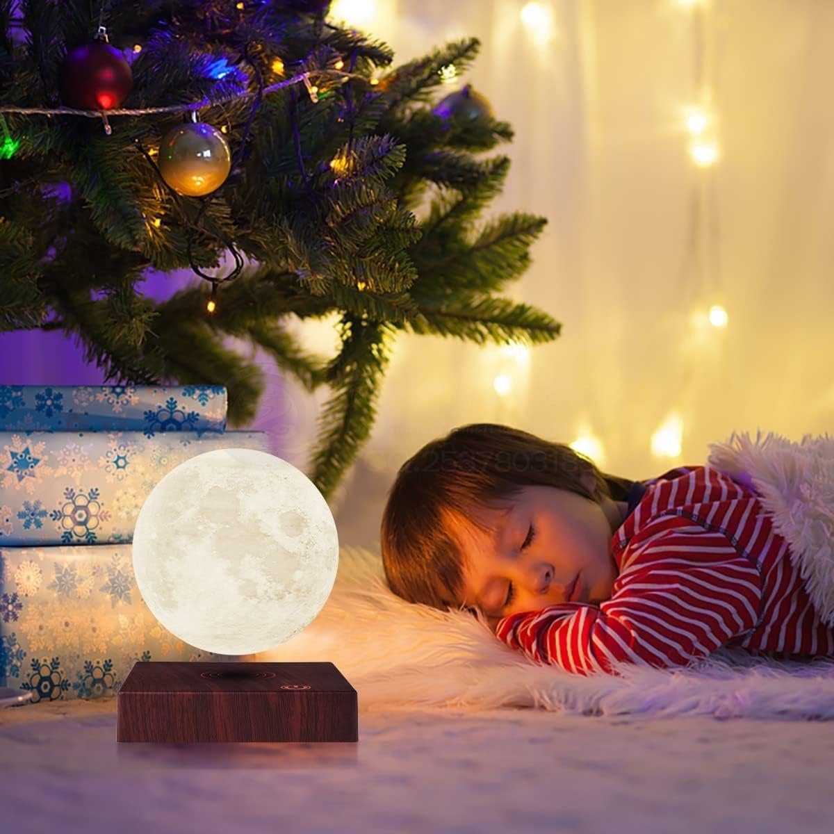 Weihnachtsgeschenk der colors, in Mondlichtlampen, LED Luft, sich 3D Nachttischlampe Schwimmt 3 Magnetisch dreht Schwebende Ciskotu Mondlampe und frei