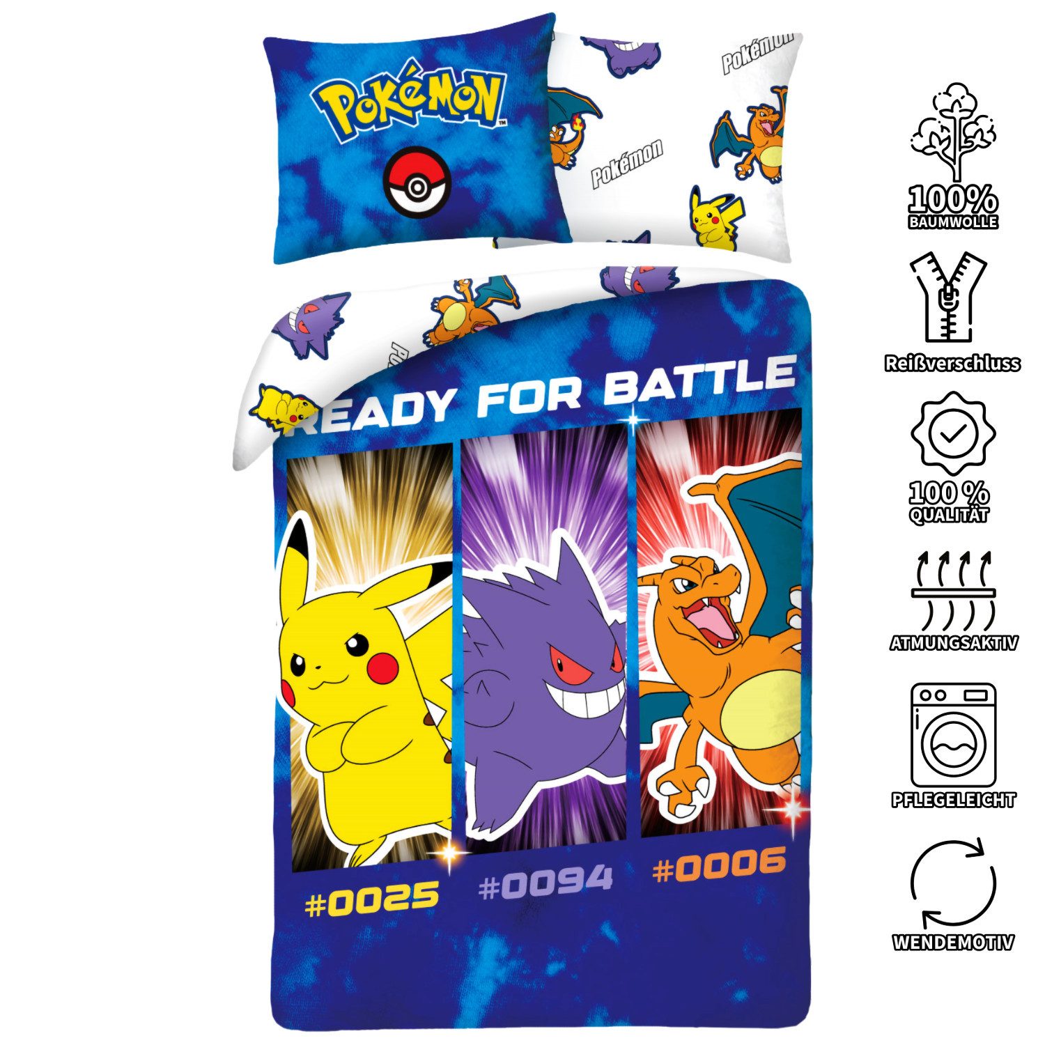 Halantex Kinderbettwäsche Pokemon Bettwäsche Set "Ready for Battle" - 135x2 günstig online kaufen