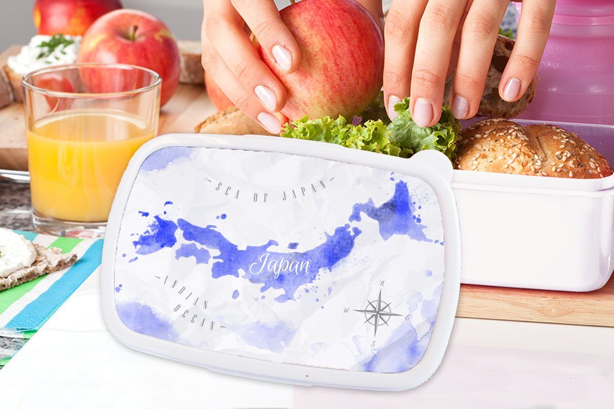 - Kinder Lunchbox (2-tlg), für Erwachsene, und - Brotdose, weiß Jungs Weltkarte für Aquarell und Blau, Mädchen MuchoWow Brotbox Kunststoff,