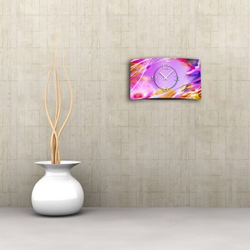 dixtime Wanduhr rosa Blumen Designer Wanduhr modernes Wanduhren Design leise kein (Einzigartige 3D-Optik aus 4mm Alu-Dibond)
