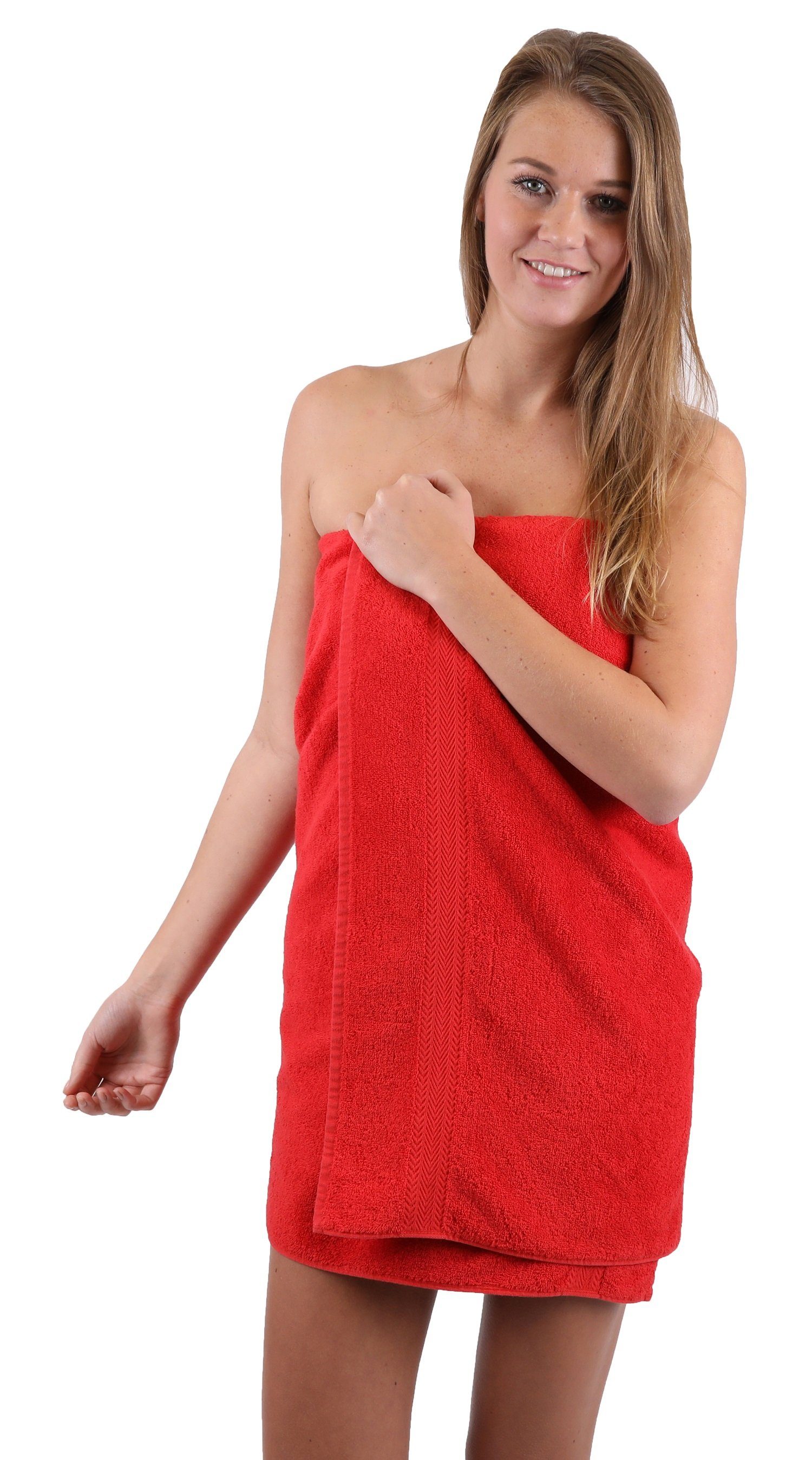 weiß, Set Handtuch 100% TLG. Set Handtuch Farbe Baumwolle und rot Betz 10 Classic