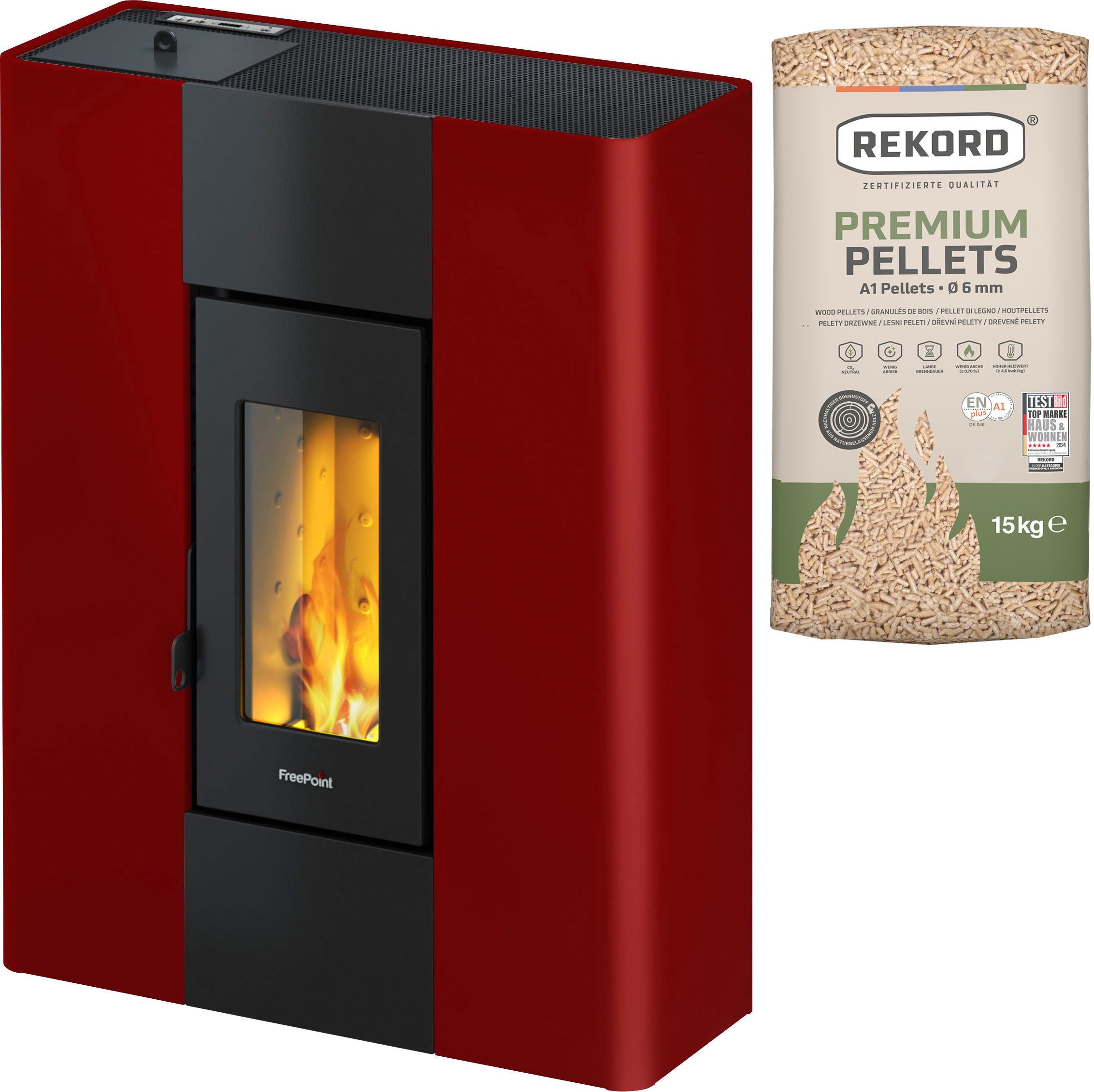 Freepoint Pelletofen Roxy Stand, 7 kW, Zeitbrand