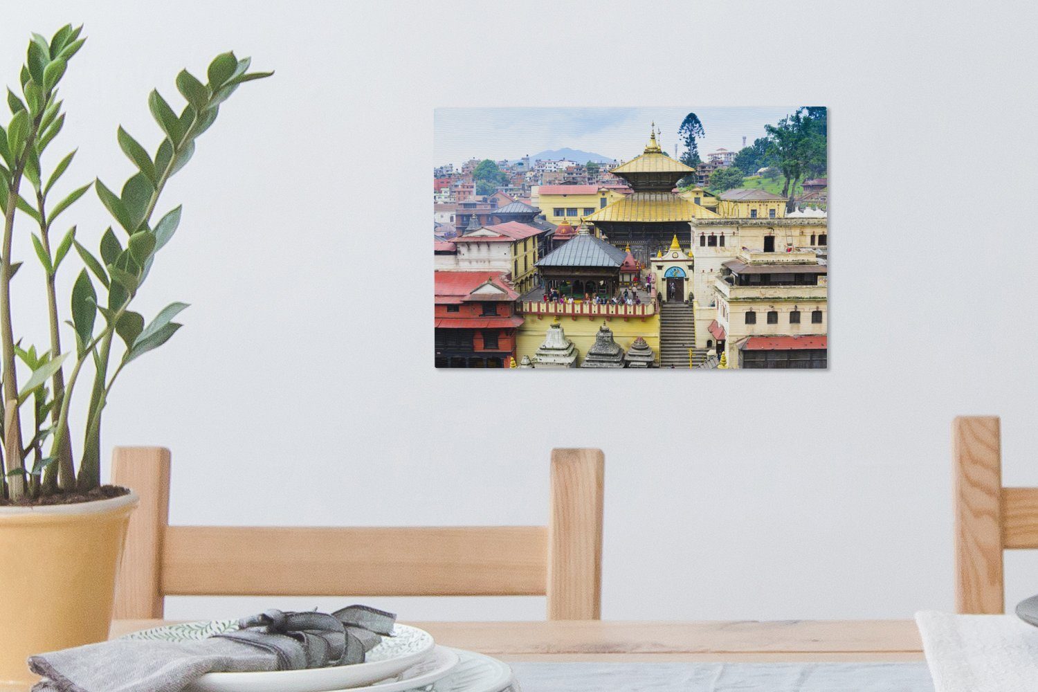 OneMillionCanvasses® Leinwandbild Leinwandbilder, Nepal, Wanddeko, St), 30x20 Aufhängefertig, (1 Pashupatinath-Tempel Wandbild cm