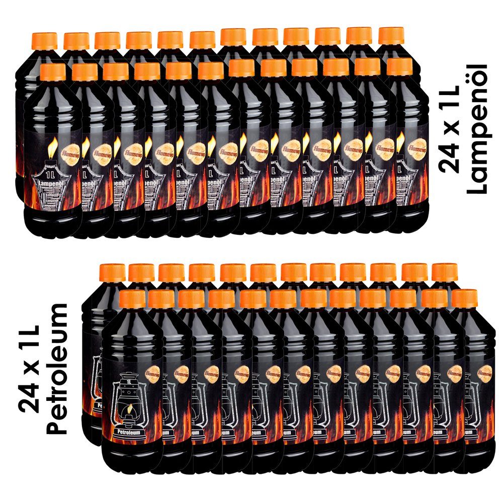 Flameup Lampenöl Set 48 L Lampenöl Petroleum Heizung Kamin Öllampe Laterne Öl Flameup