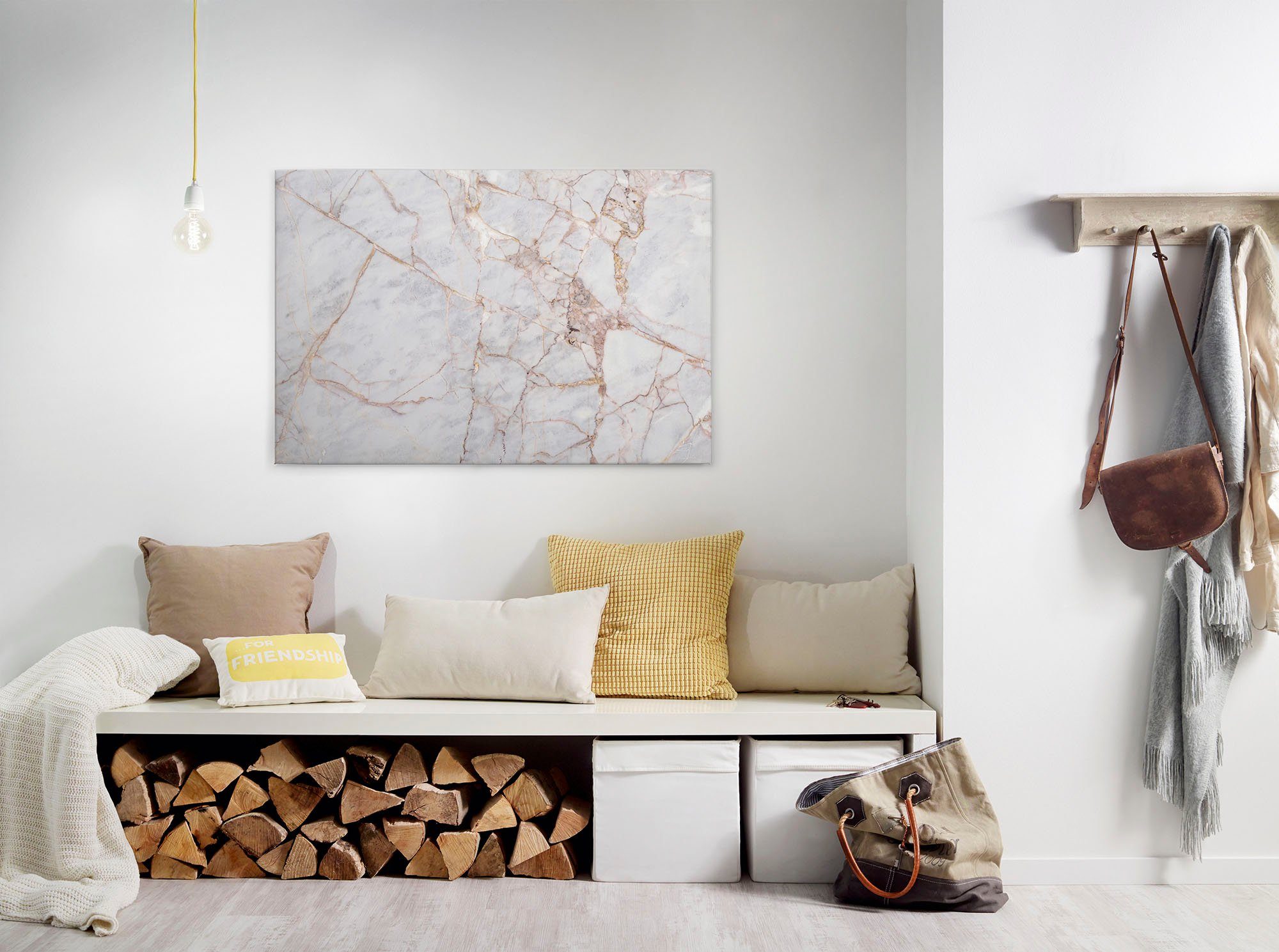 A.S. Création Leinwandbild Grey Light Marble, Kinder, Kunst, Marmor (1 St), Marmoroptik Marmor Keilrahmen Leinwand-Bild Wohnzimmer modern Wandbild