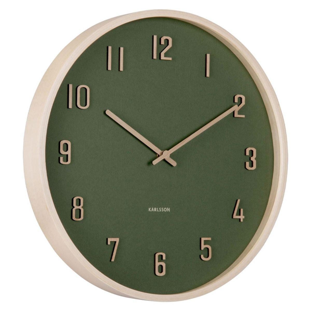 Karlsson Uhr Wanduhr Nervadura Rund Holz Grün (40cm)