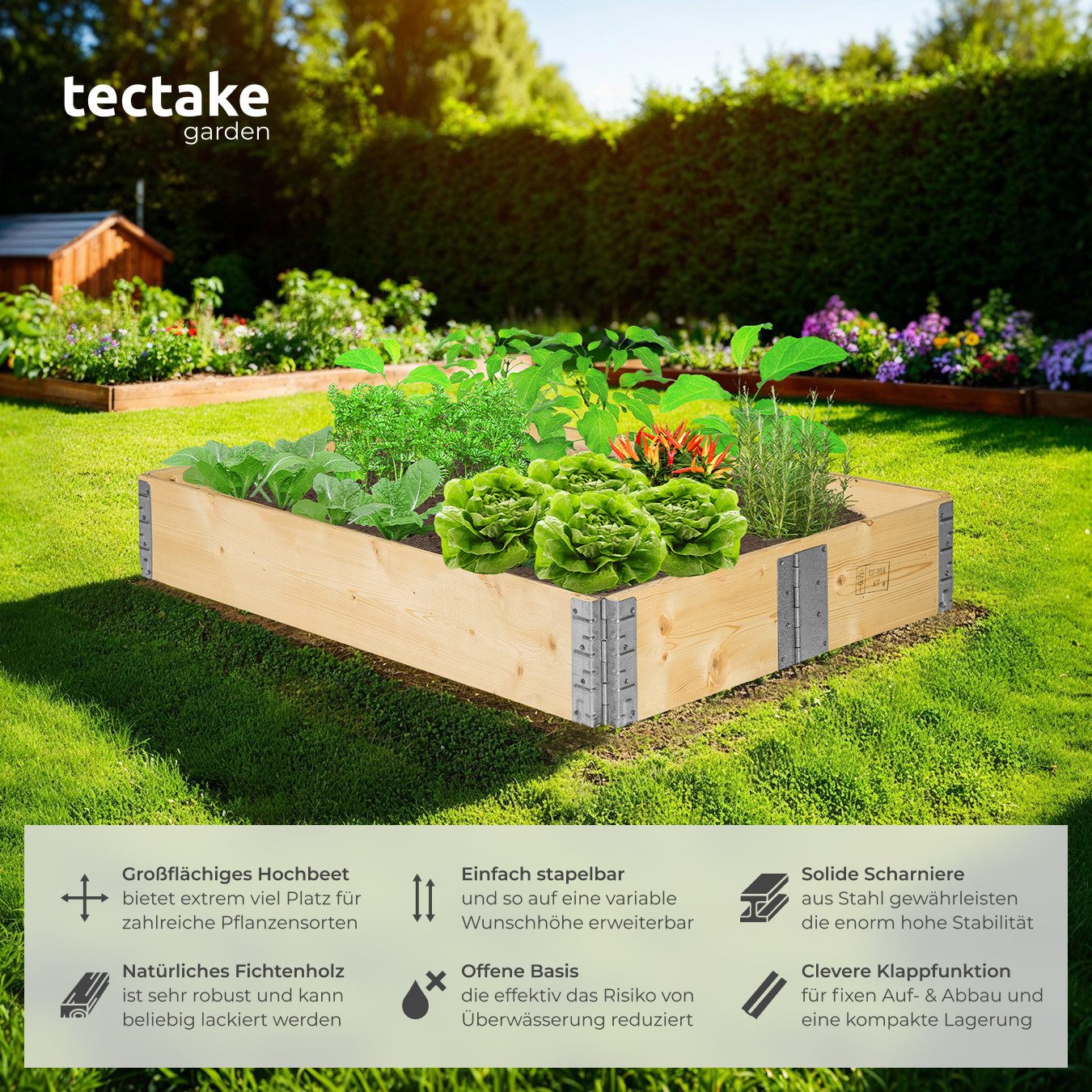 tectake Hochbeet Pflanzenkasten klappbar und stapelbar günstig online kaufen