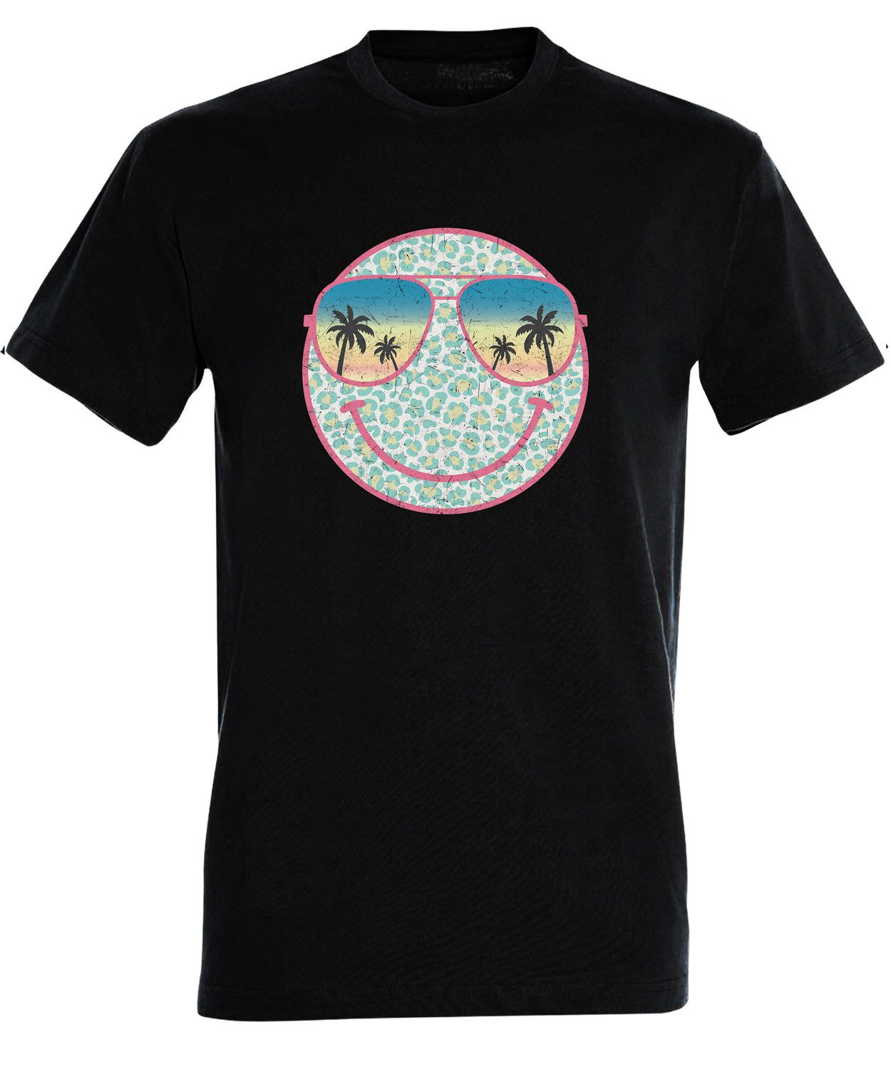 T-Shirt Herren Print Shirt - Lächelndes Sommer Gesicht Brustprint
