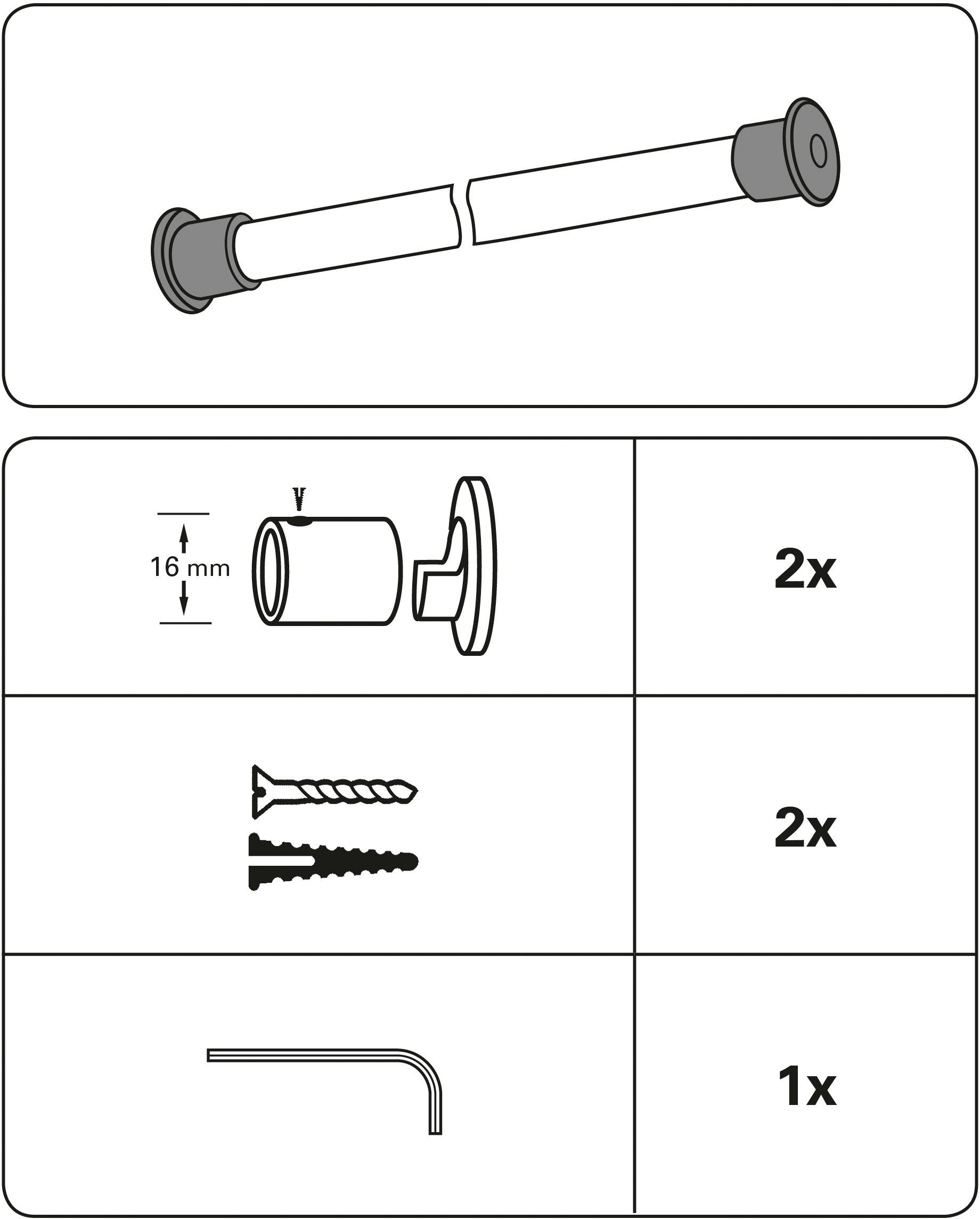 Ø schwarz mm GARDINIA, Einzelprogramm 16 Memphis, (2-St), Serie Wandbefestigung Memphis