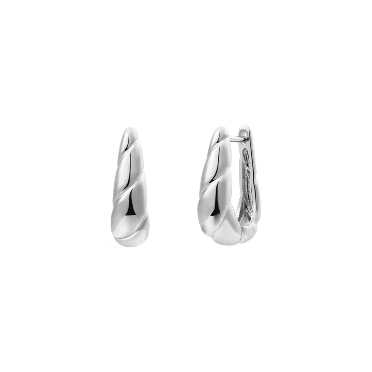 Paar Creolen Ohrringe Creolen Damen Sculpted Sterlingsilber XS91916