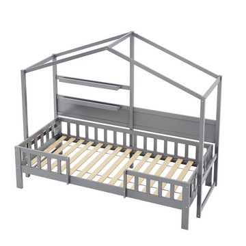 OKWISH Kinderbett mit lustigem Dach und Sicherheitszaun (Schlafsofa 90 x 200 cm), ohne Matratze