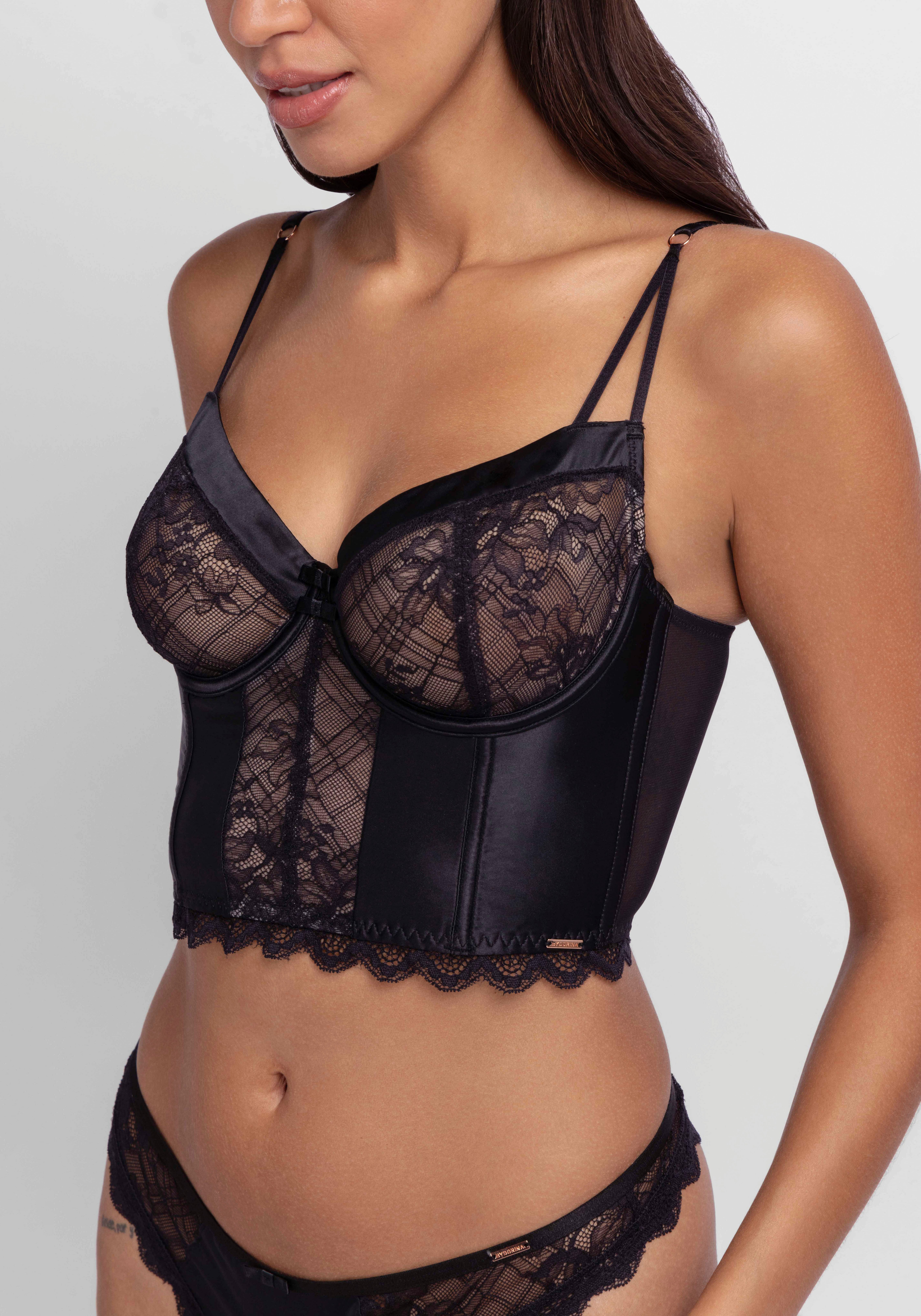 Dorina Bustier Hasina mit zarter Spitze und glänzendem Satin, verstellbare Träger – Bild 3 von 5