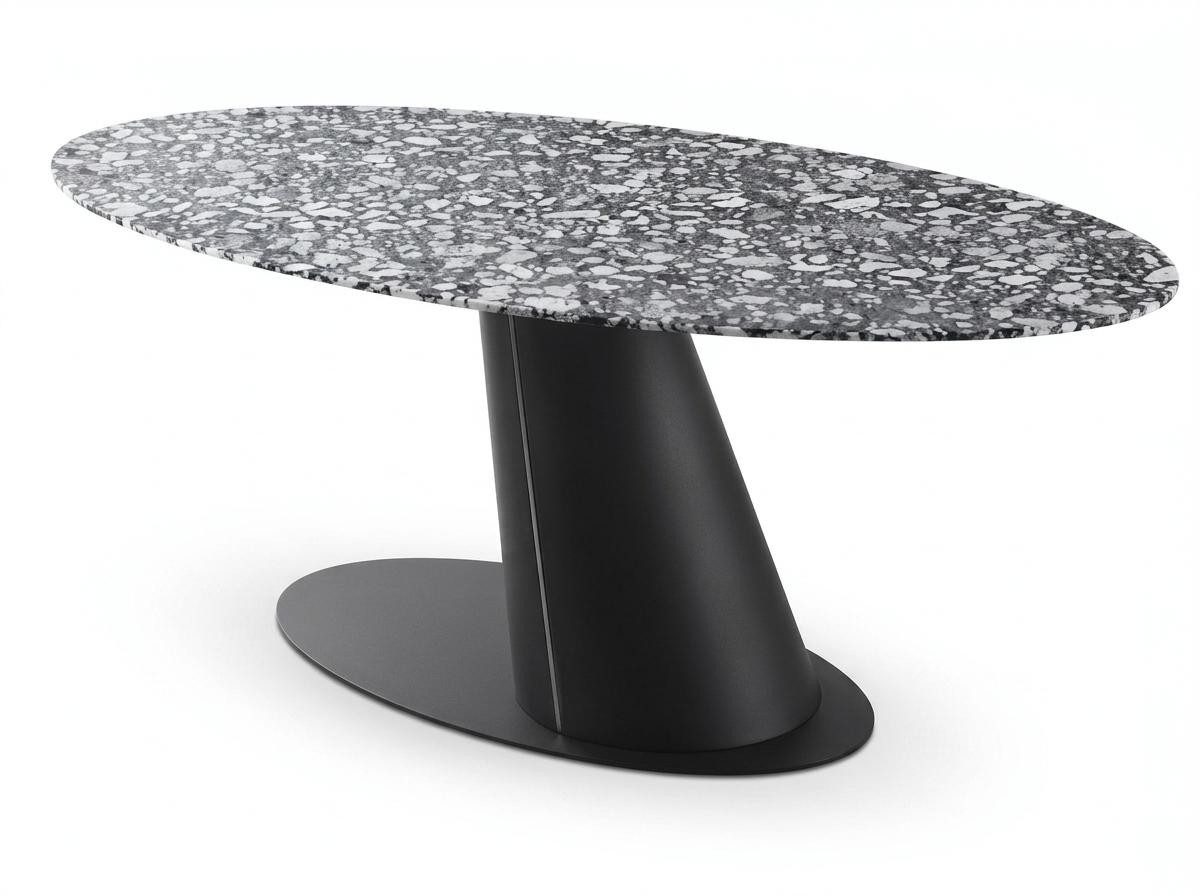 Xlmoebel Esstisch Moderner Esstisch aus Keramik und Metall im ovalen Design (Esstisch, Moderner Esstisch aus Keramik und Metall im ovalen Design), Made in Europa