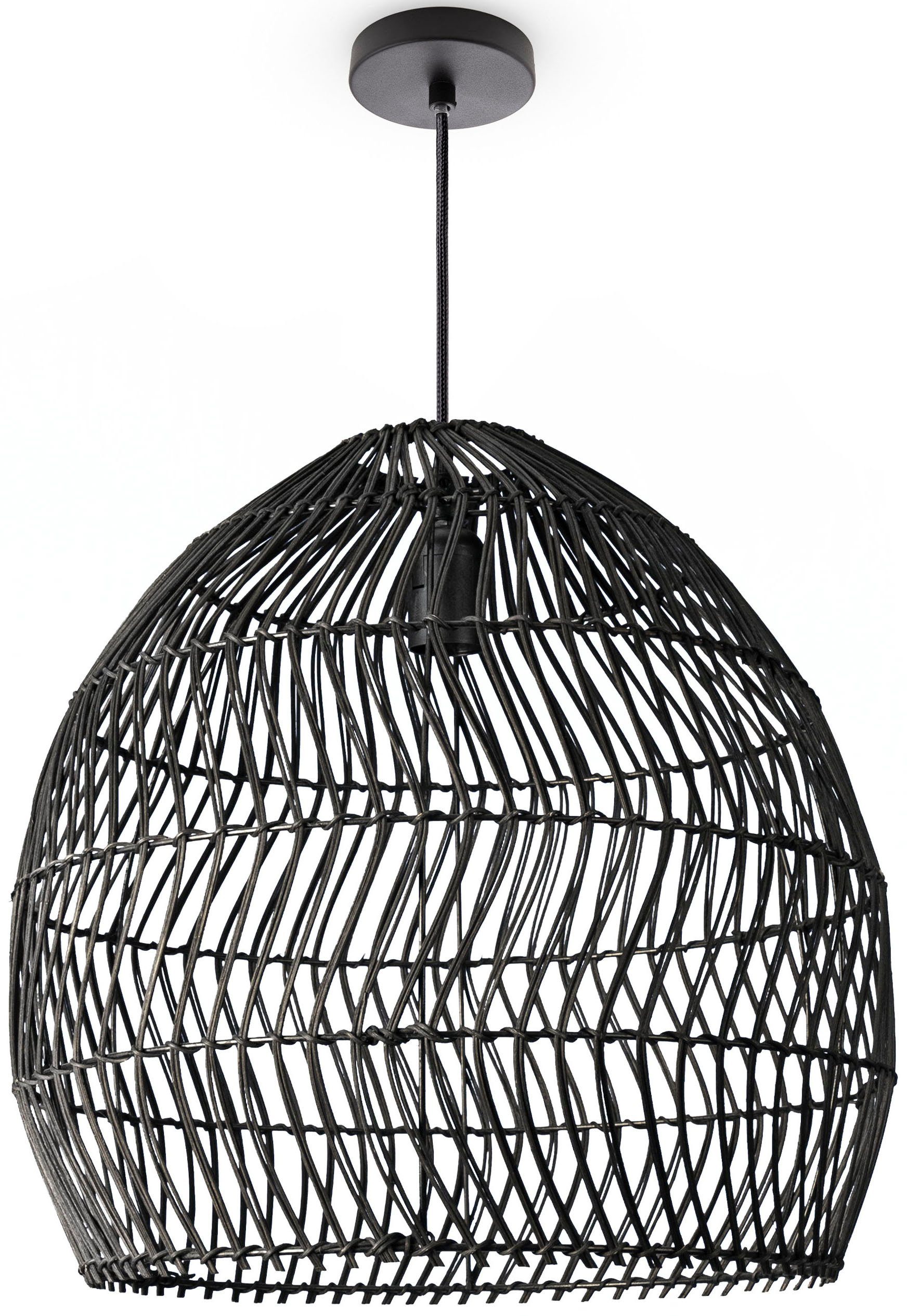 Paco Home Pendelleuchte ORNA, ohne Leuchtmittel, Pendellampe Rattan Korb Boho Modern Esszimmerlampe Natur Vintage E27