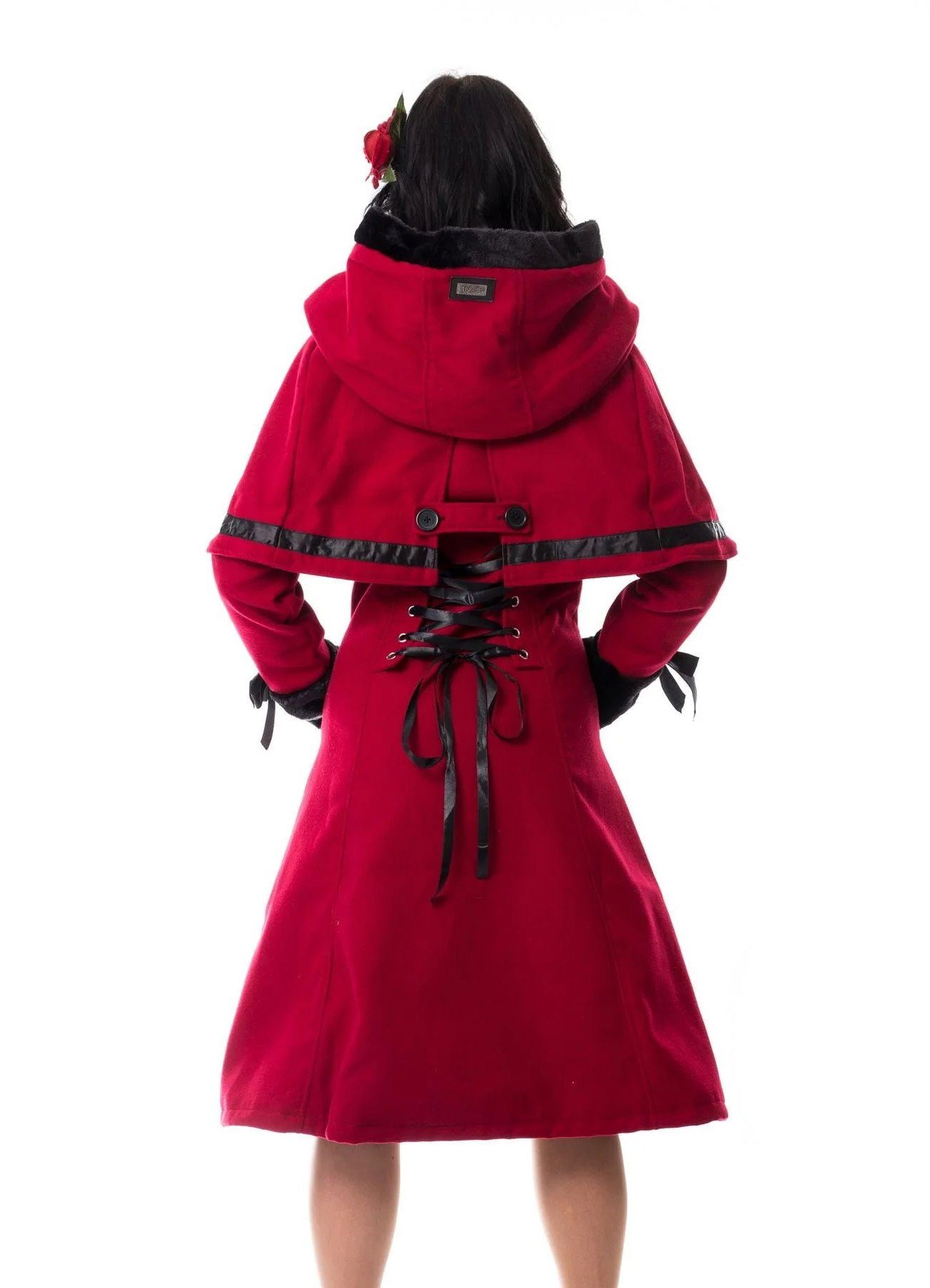 Vixxsin Wintermantel Elena Rot Rockabilly Vintage Retro Cape günstig online kaufen
