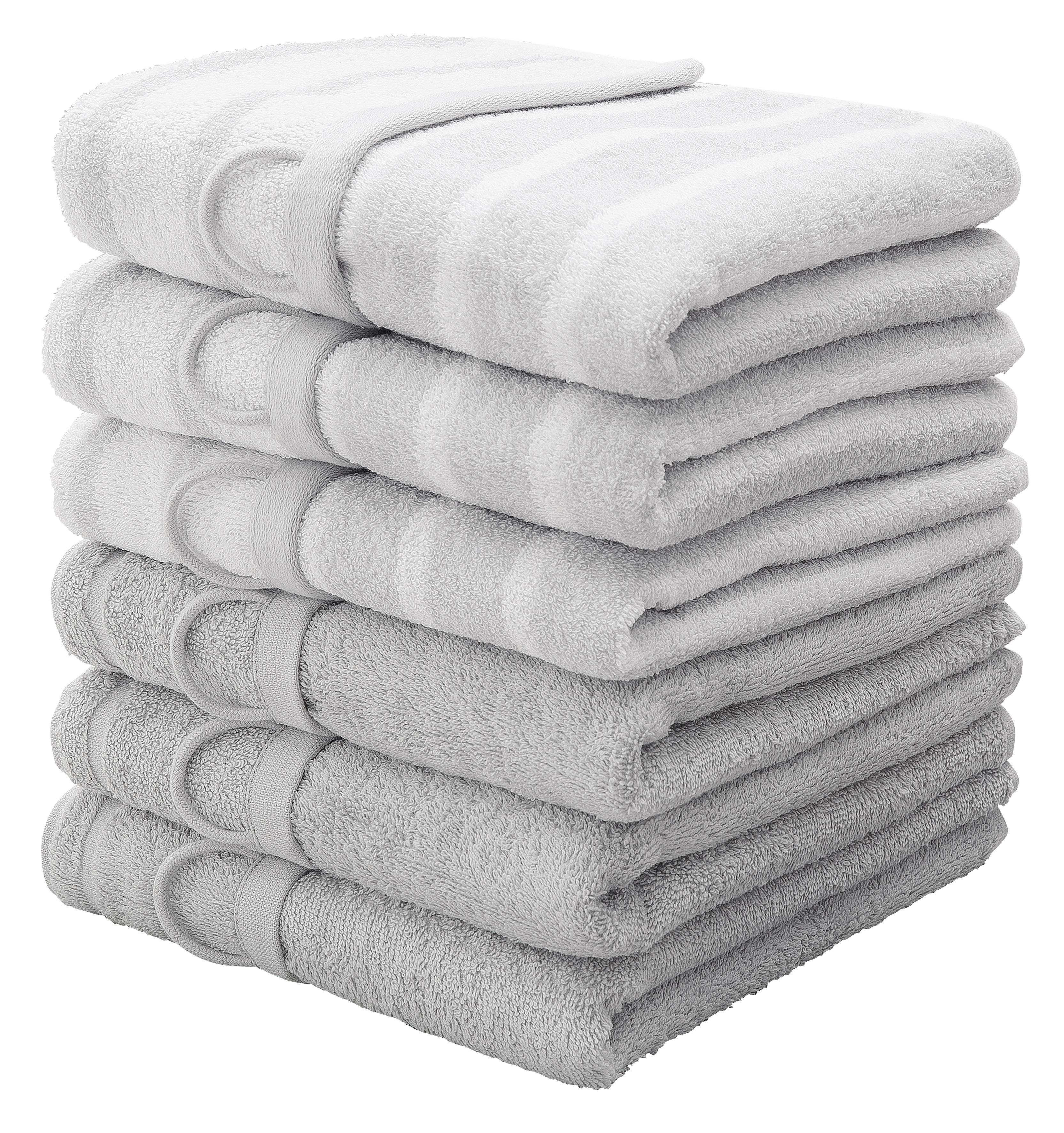 OTTO home Handtücher Finn, Walkfrottee (6-St), im 6 teiligen Set, Uni- und gestreiftes Design aus 100% Baumwolle