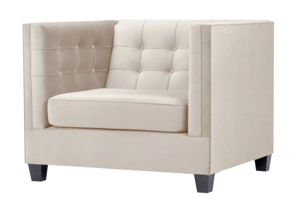 Xlmoebel Chesterfield-Sessel Moderner Chesterfield Sessel aus Textil-Stoff in Weiß (Sessel), Hergestellt in Europa