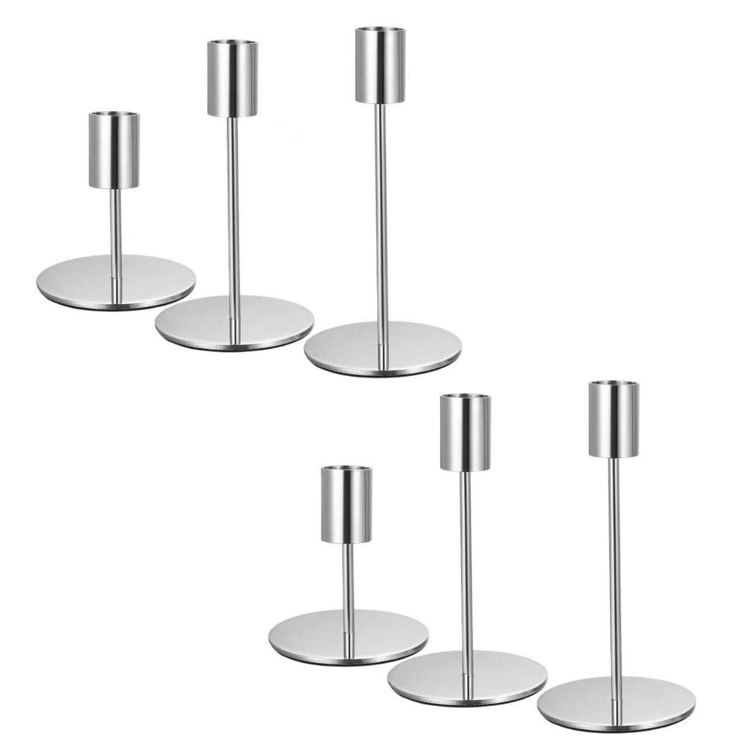 LuxusKollektion Kerzenständer Kerzenhalter Metall Vintage Silber 6er Set (6 St)