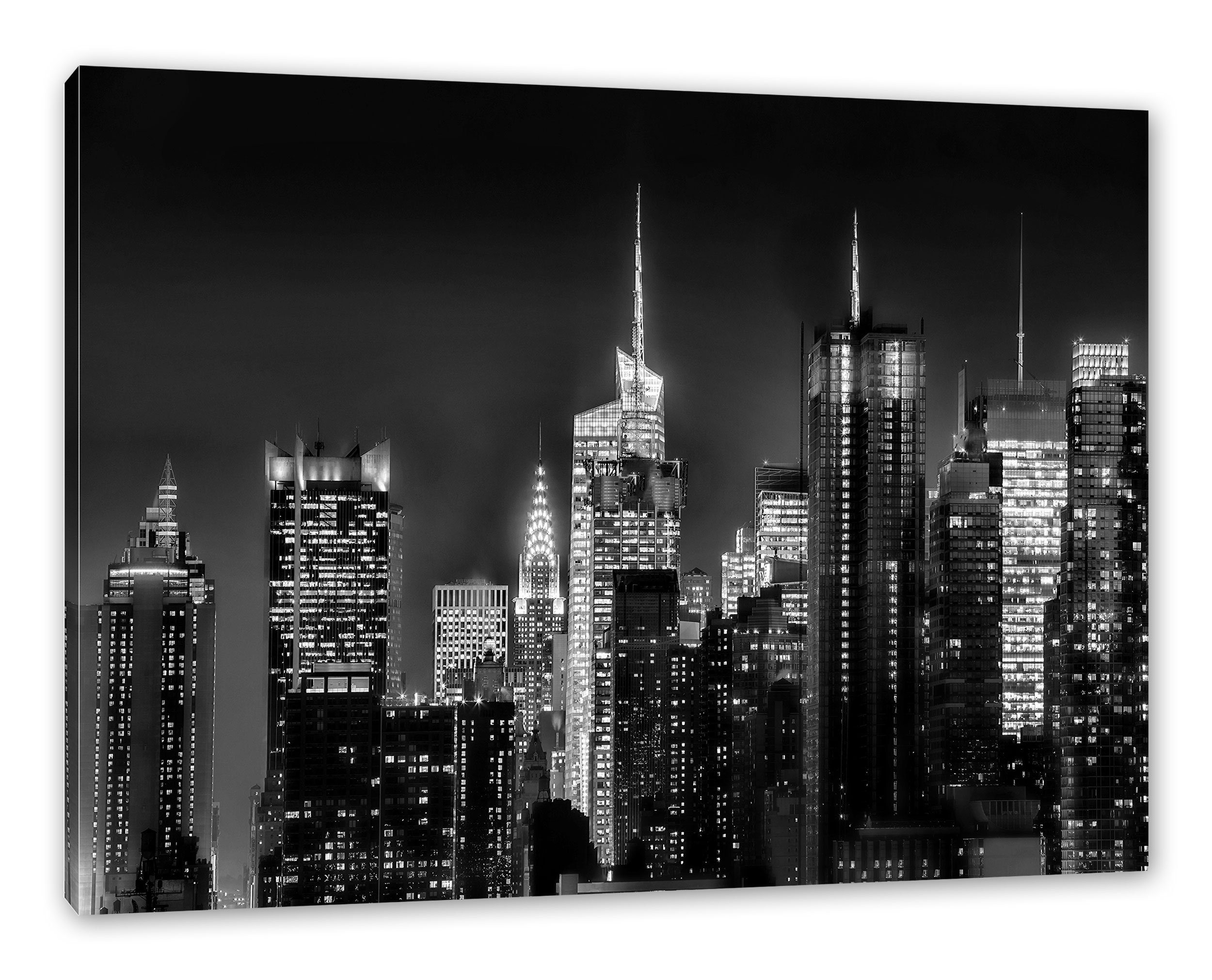 Pixxprint Leinwandbild New York von oben schwarz weiß, New York von oben schwarz weiß (1 St), Leinwandbild fertig bespannt, inkl. Zackenaufhänger