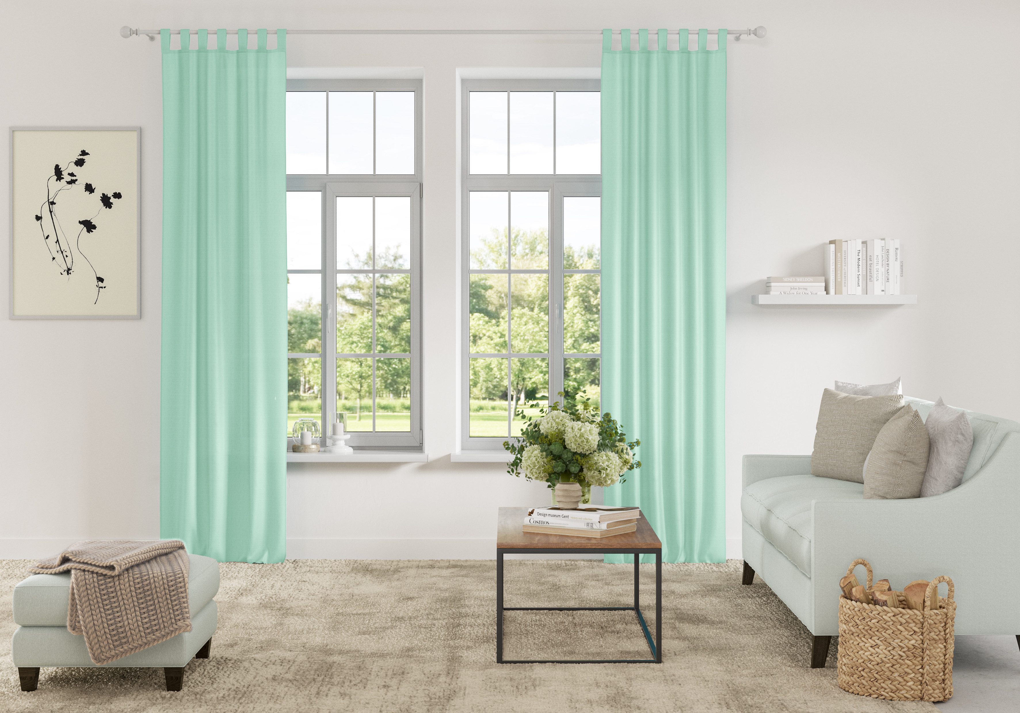 my home Vorhang Parry (2 St), Schlaufen, blickdicht, Polyester, 2-er Set, b günstig online kaufen