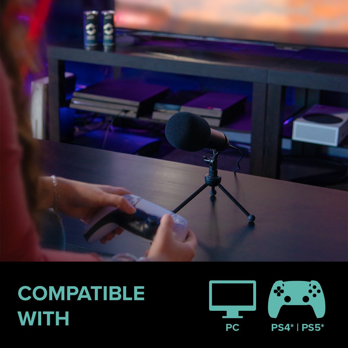Speedlink Streaming-Mikrofon VOLITY READY Streaming Starter Set, für Gaming/Computer/Notebook/Laptop, Mikrofon, Mikrofonarm, Windschutz