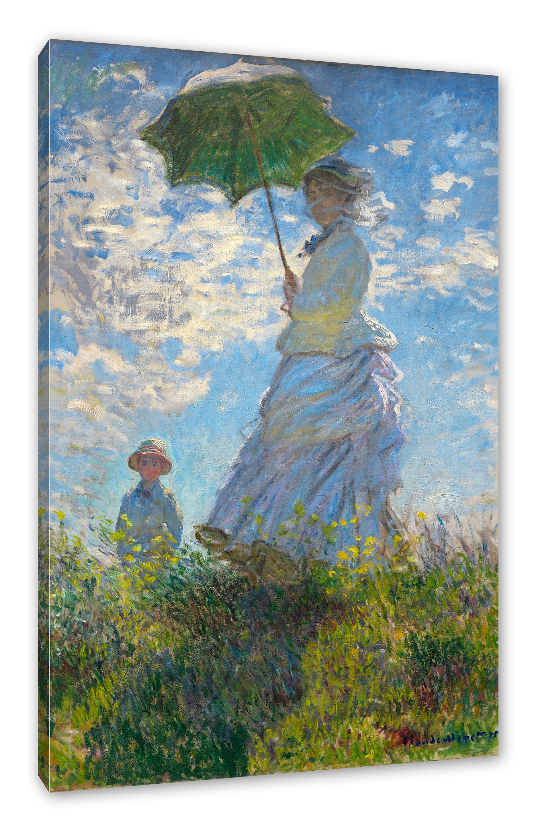 Pixxprint Leinwandbild Claude Monet - Frau mit Sonnenschirm, Claude Monet - günstig online kaufen