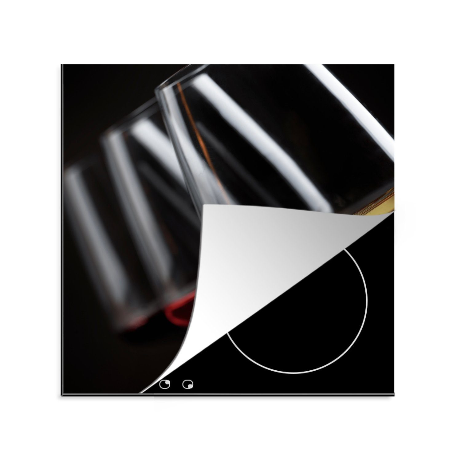 Vinyl, Arbeitsplatte - Induktionsschutz - Herdblende-/Abdeckplatte für küche (1 Alkohol, tlg), Ceranfeldabdeckung, - 78x78 Wein MuchoWow Getränk cm,