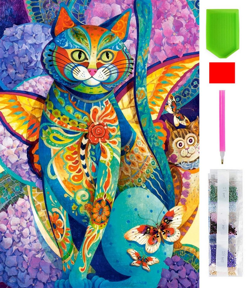 Thumbnail - LA CUTE Malen nach Zahlen 5d Diamond Painting Katzenbild Malen nach Zahlen 20x30cm (Komplettset für 5D Diamond Painting ...