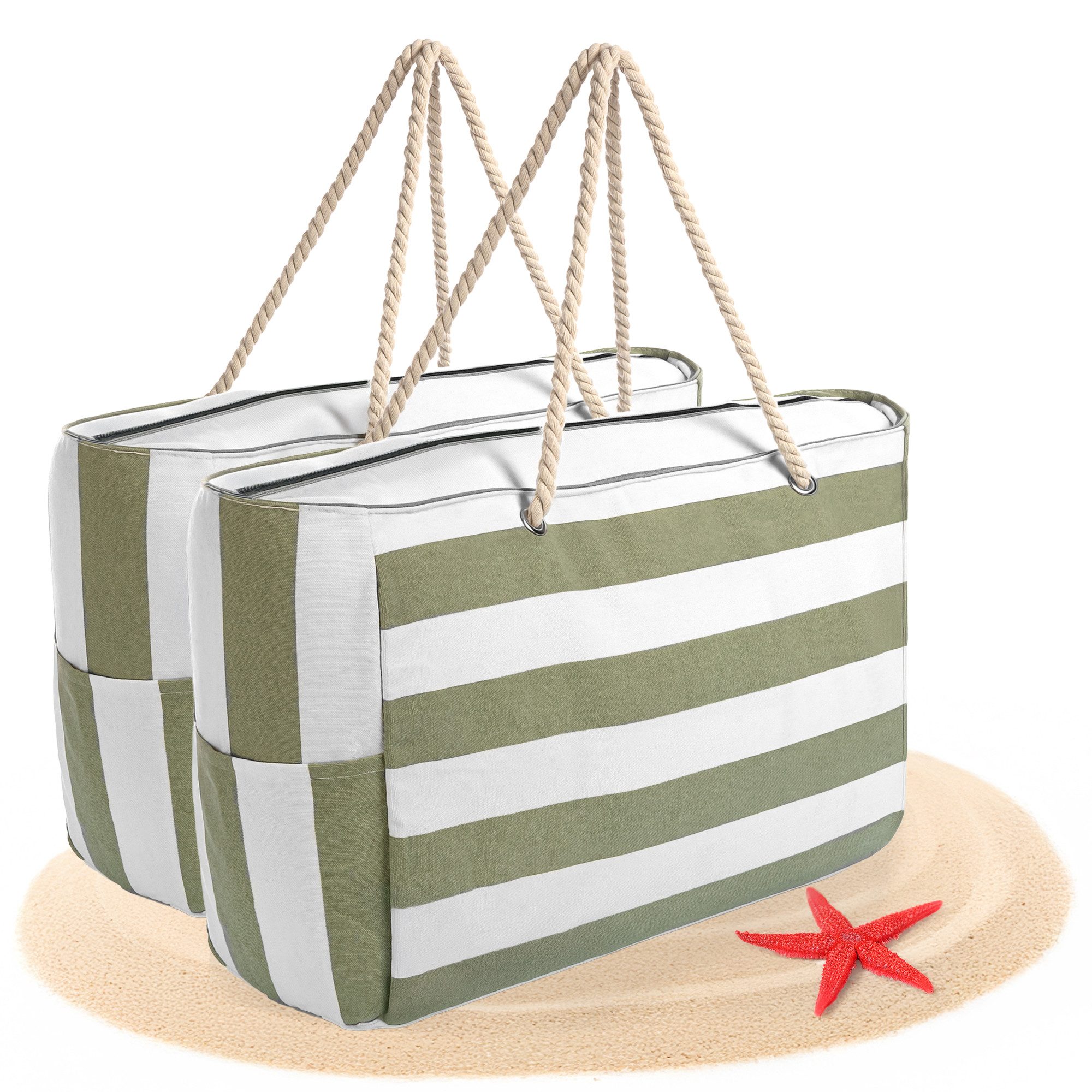 BigDean Strandtasche Badetasche XXL 2 Stück große mit Reißverschluss Schwim günstig online kaufen