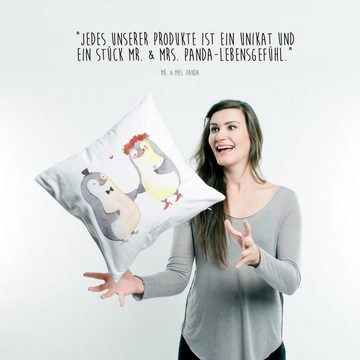 Mr. & Mrs. Panda Dekokissen Hochzeitspaar Pinguin - Weiß - Geschenk, Verlobungsgeschenk, Kopfkiss