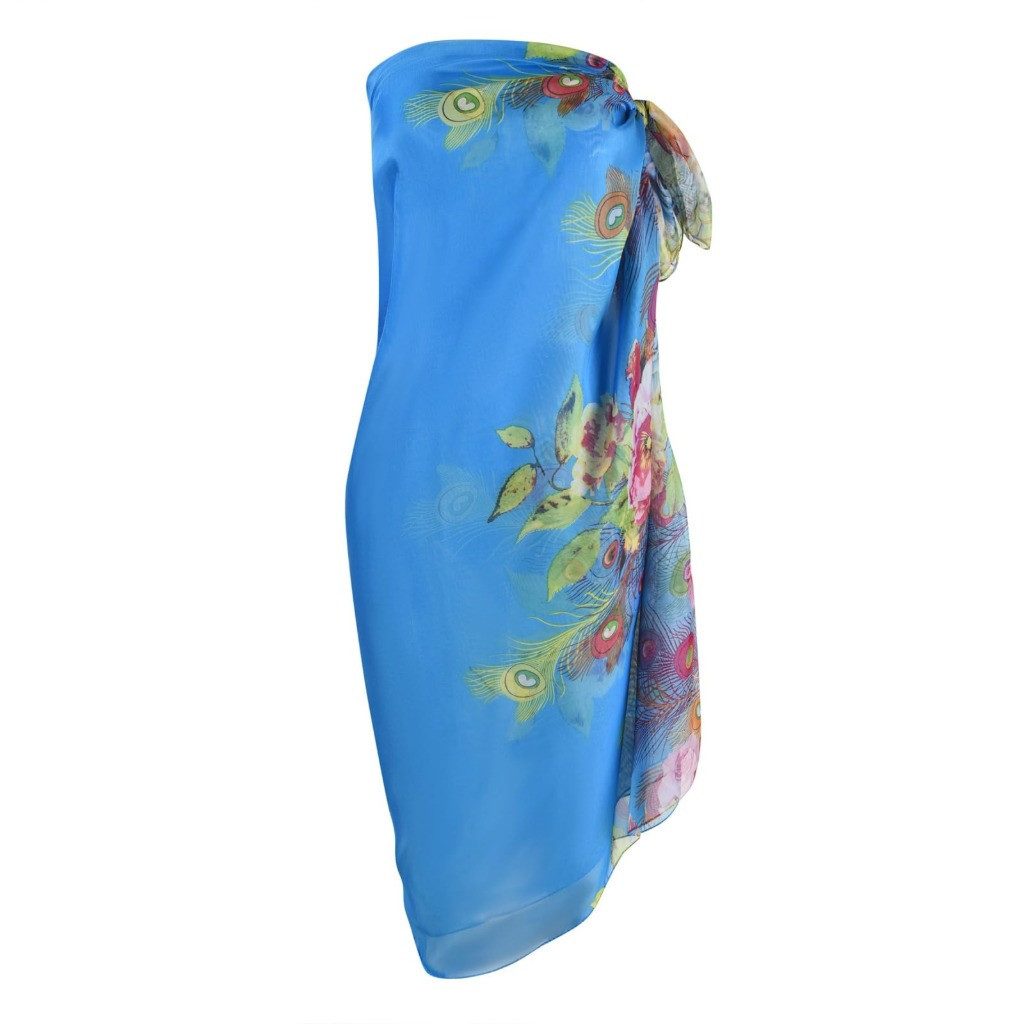 Oemmn Strandrock Damen Boho Strand-Sarong –Leichter Wickelrock mit floralem Muster Strandkleid bikini Tuch, pareo tuch damen strand