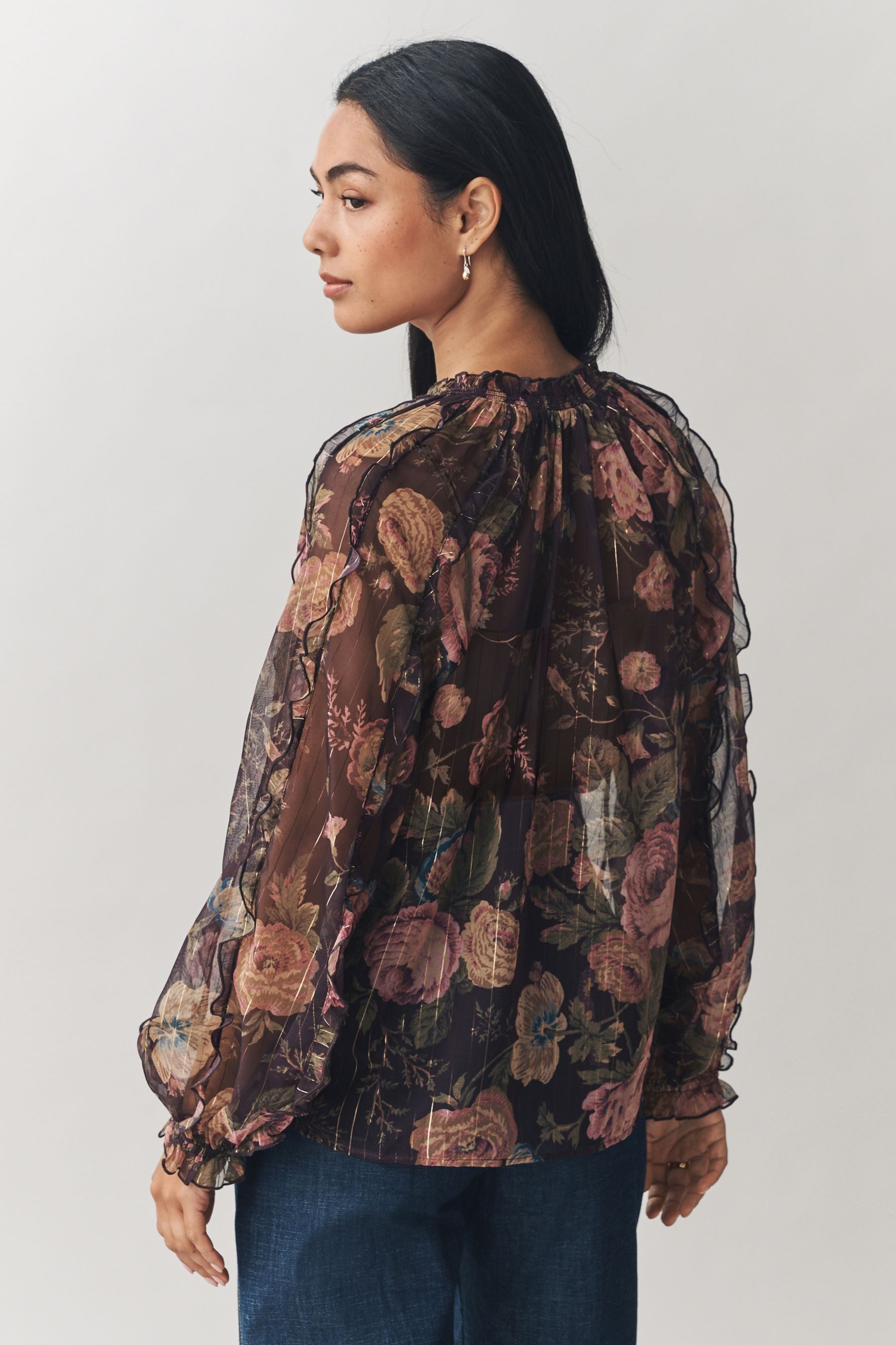 LAURA ASHLEY Chiffonbluse Laura Ashley Chiffonbluse mit Glitzer und Rüschen günstig online kaufen