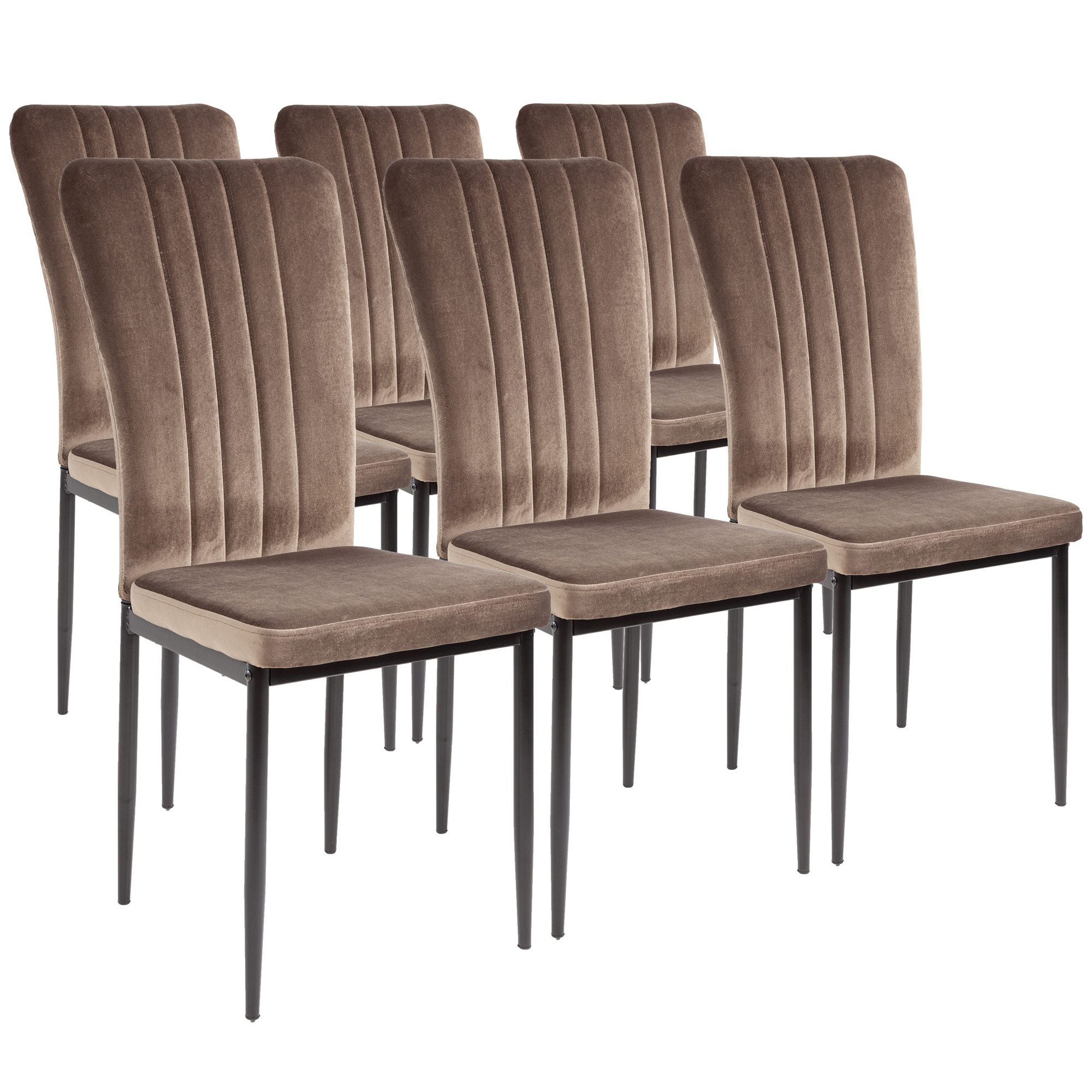 Albatros International Esszimmerstuhl Esszimmer Stühle 4 er Set MODENA, Stuhl Stühle Esszimmerstühle, Küche (6er Set, Braun, Samt Bezug), Küchenstuhl Küchenstühle Essstühle für den Esstisch Ess Stühle