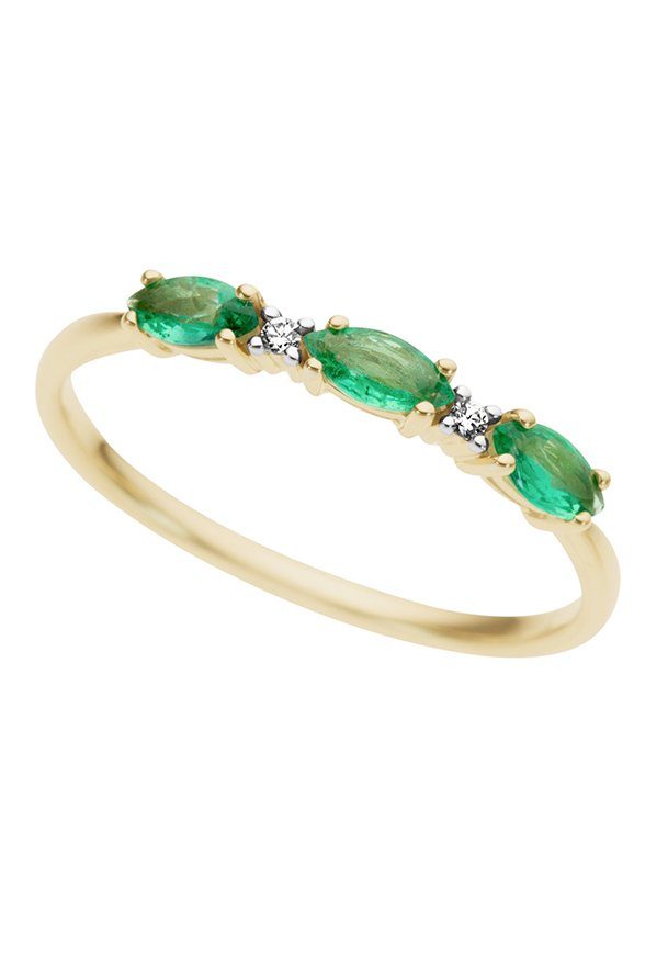 Firetti Fingerring Schmuck Geschenk Gold 585 Damenring Goldring Edelstein Farbstein, mit Smaragd - mit Brillanten