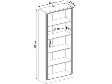 loft24 Bücherregal Leander, Standregal mit 5 Fächern, FSC®-zertifiziert, Made in Denmark