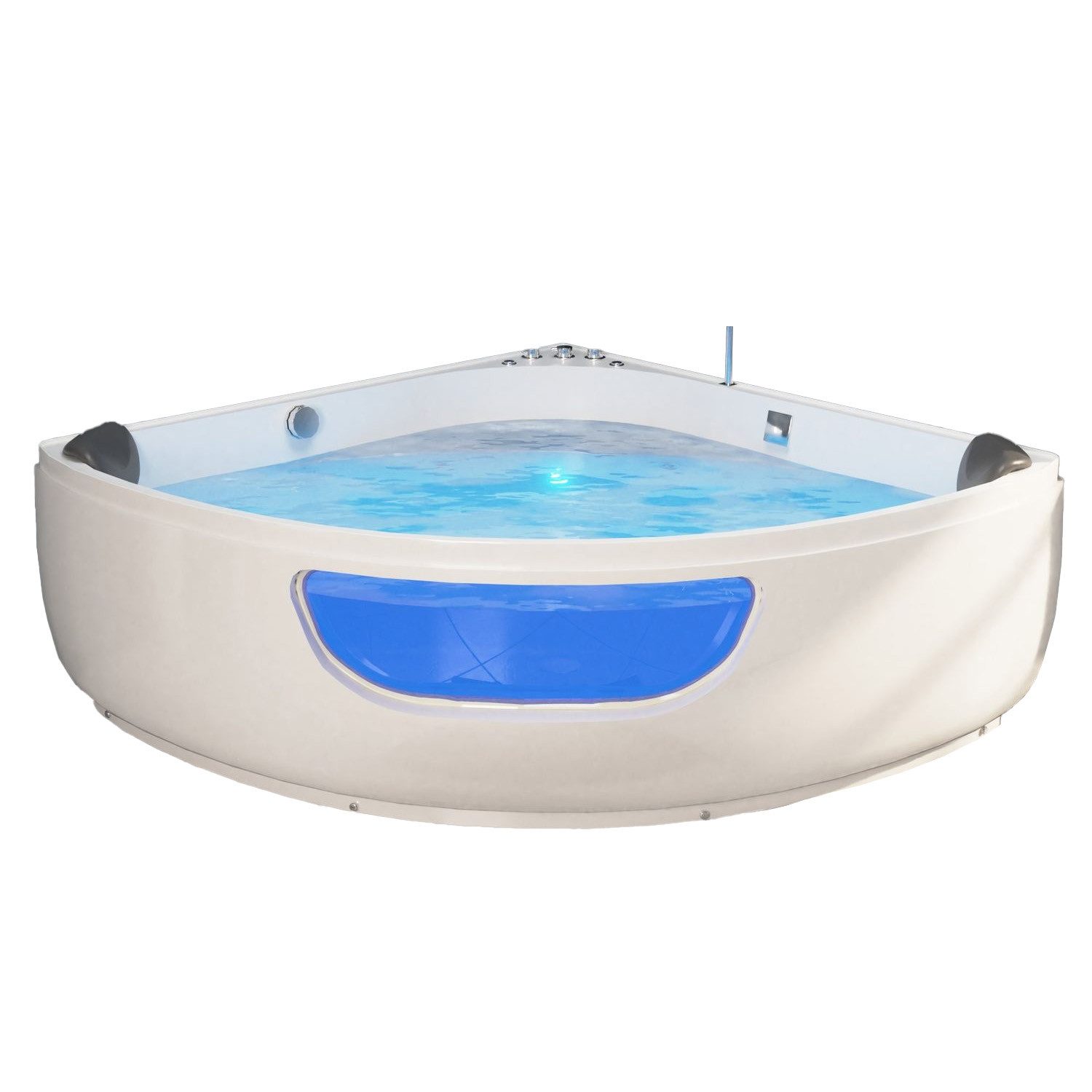 TroniTechnik Whirlpool-Badewanne PAROS 135 cm x 135 cm,Whirlpoolpumpe,Unterwasser LEDs, inkl. Zubehör, (inkl. Zubehör, vormontierte Badewanne mit Unterwasser LED), Premium Whirlpoolpumpe, Unterwasser LED, Massagedüsen