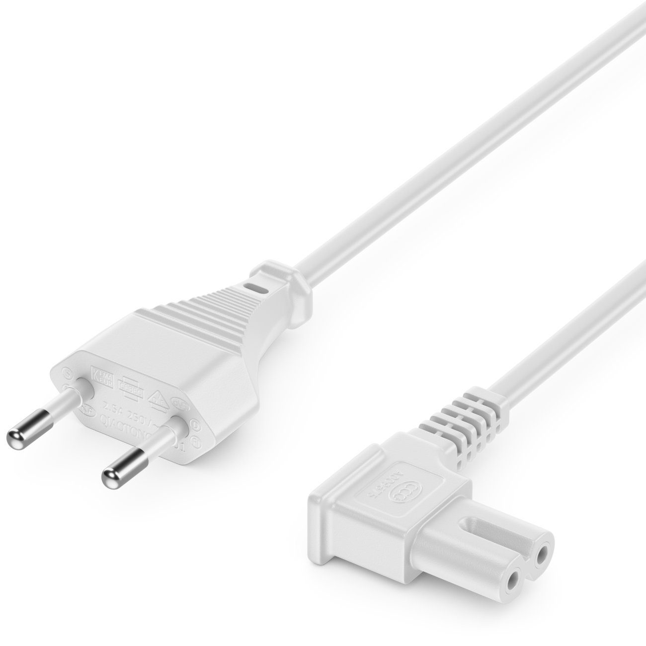 deleyCON deleyCON 5m Netzkabel Stromkabel Eurostecker auf C7 Buchse 90° Stromkabel
