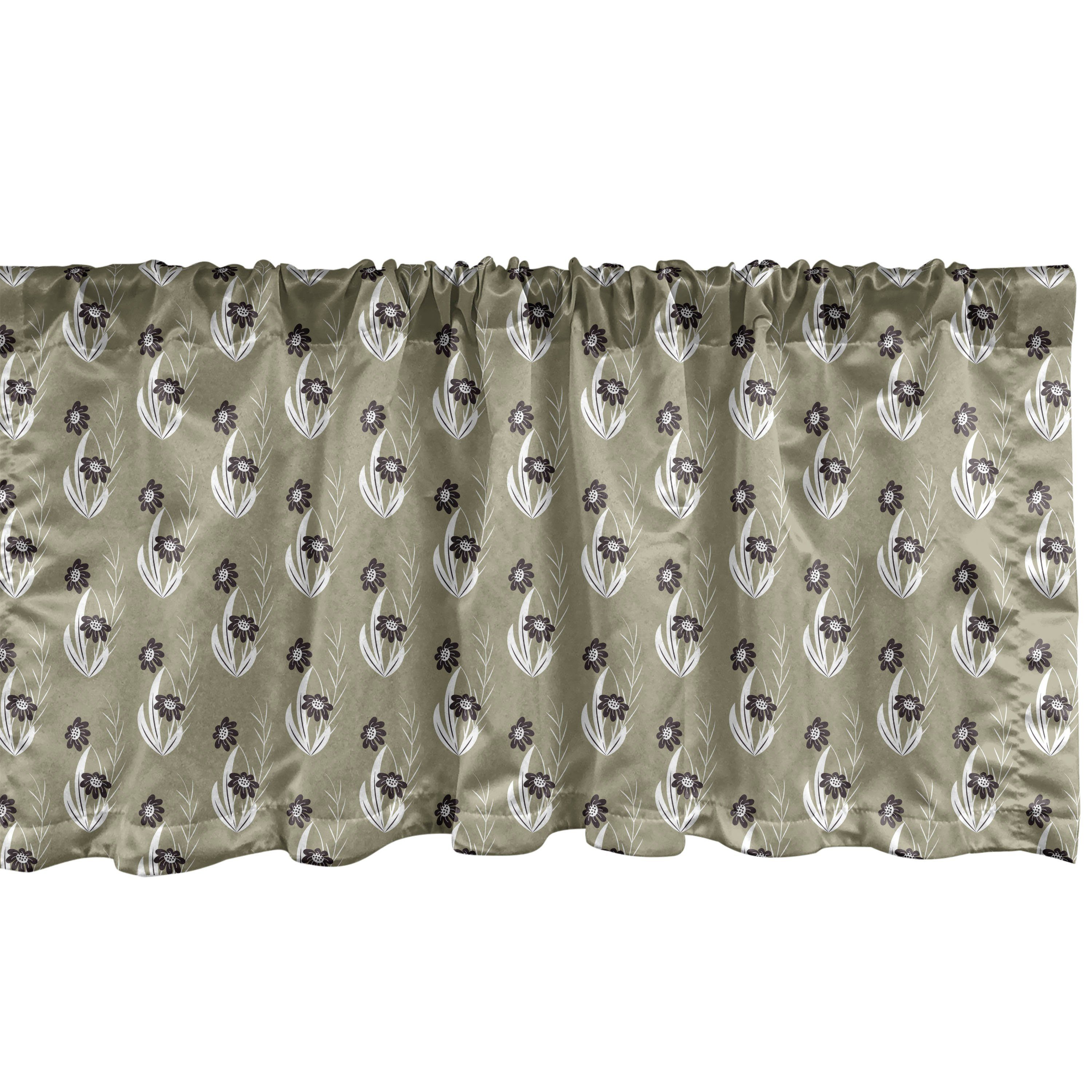 Scheibengardine Vorhang Volant für Küche Schlafzimmer Dekor mit Stangentasche, Abakuhaus, Microfaser, Natur Blumen Gepunktete