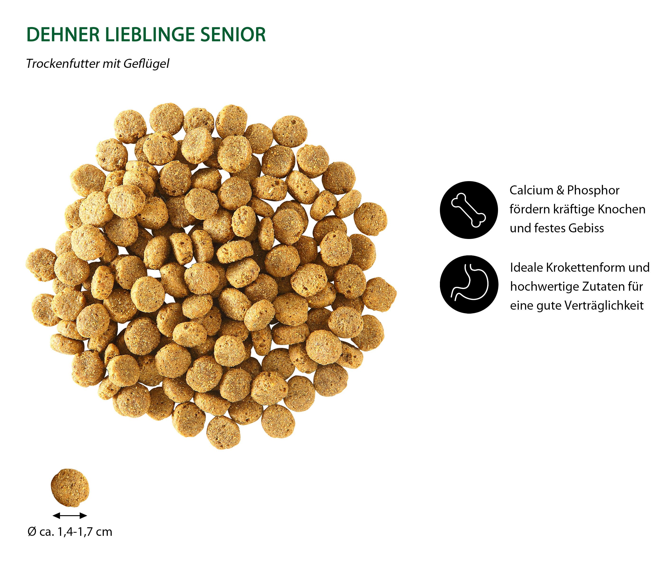 Dehner Lieblinge Senior Geflügel, Kroketten, 12 kg Geflügel, Trockenfutter für: Hunde, Trockenfutter für ältere Hunde