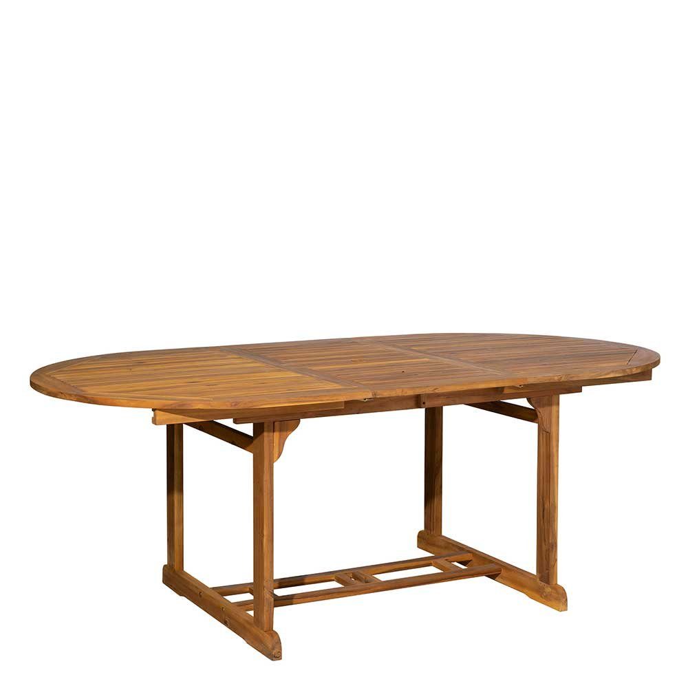 aus Tischplatte, Gartentisch Elhan, ausziehbar Massivholz, ovaler mit Pharao24