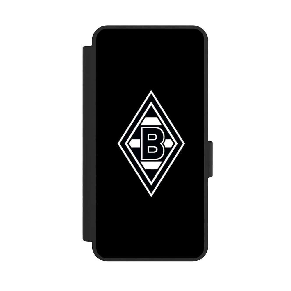NIVOCASE Handyhülle Wappen Borussia Mönchengladbach Gladbach Borussia Raute Schwarz, Samsung Galaxy S25 Edge Klapphülle Handyhülle aus Kunst Leder