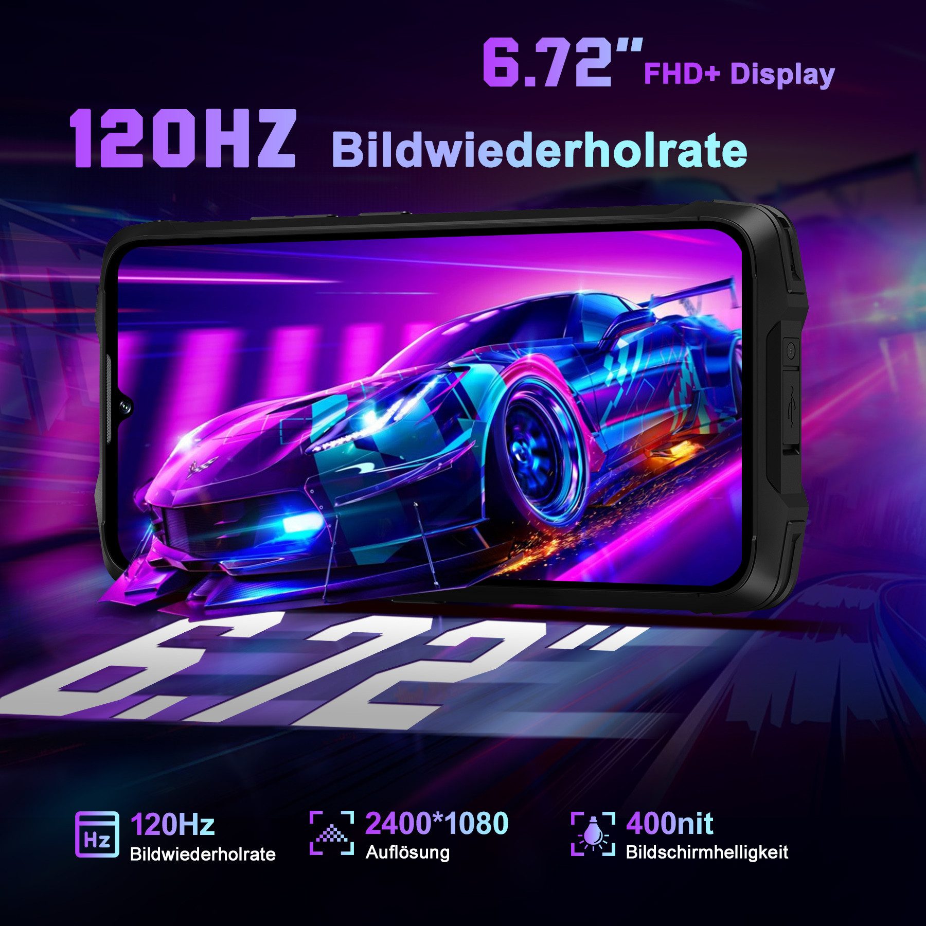 Cubot KingKong Power 3 4G Outdoor Smartphone (17,06 cm/6.72 Zoll, 256 GB Speicherplatz, 100 MP Kamera, 6,72'' FHD+ Display, 10200mAh, IP68/IP69K, Dual SIM 4G, N – Bild 3 von 5