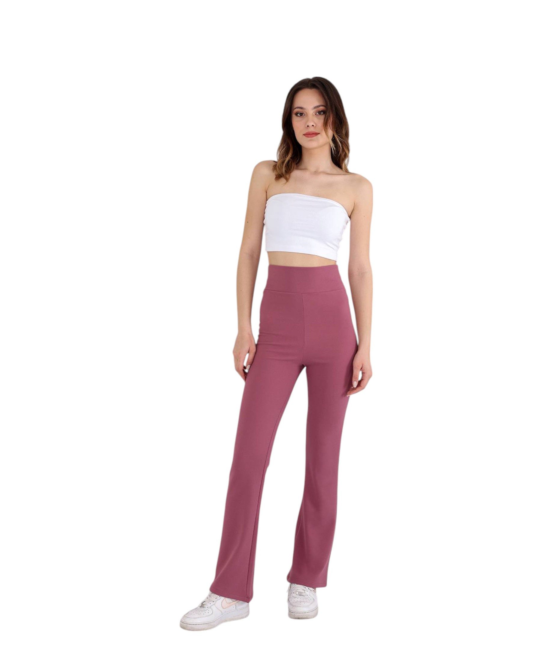 fashionshowcase Schlaghose Damen Scuba Hose High Waist elastisch für Yoga Freizeit & Abendmode Knitterfrei, Bequem & Figurbetont