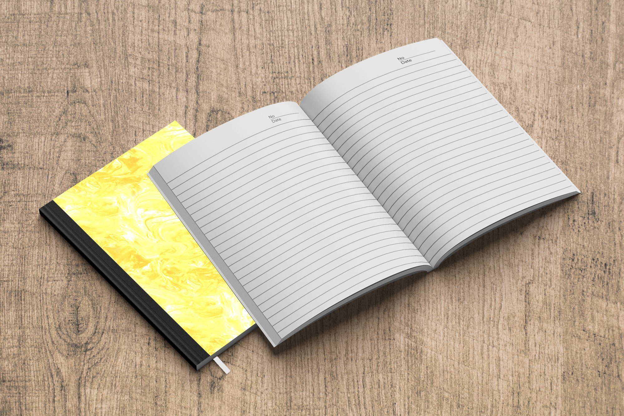 MuchoWow Notizbuch Gelb Seiten, - Journal, Tagebuch, Haushaltsbuch - Notizheft, Farbe, Marmor Merkzettel, 98 - Muster A5