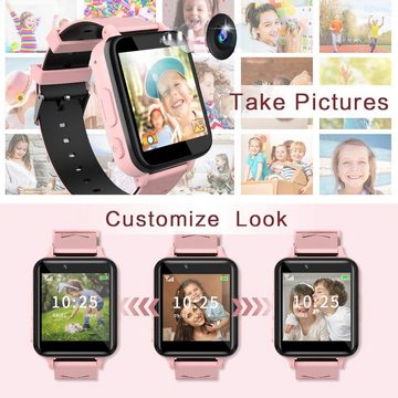 Igreeman Smartwatch (1,54 Zoll), für Kinder Telefon mit Anruffunktion SOS Musik Player Spiel Kamera Uhr