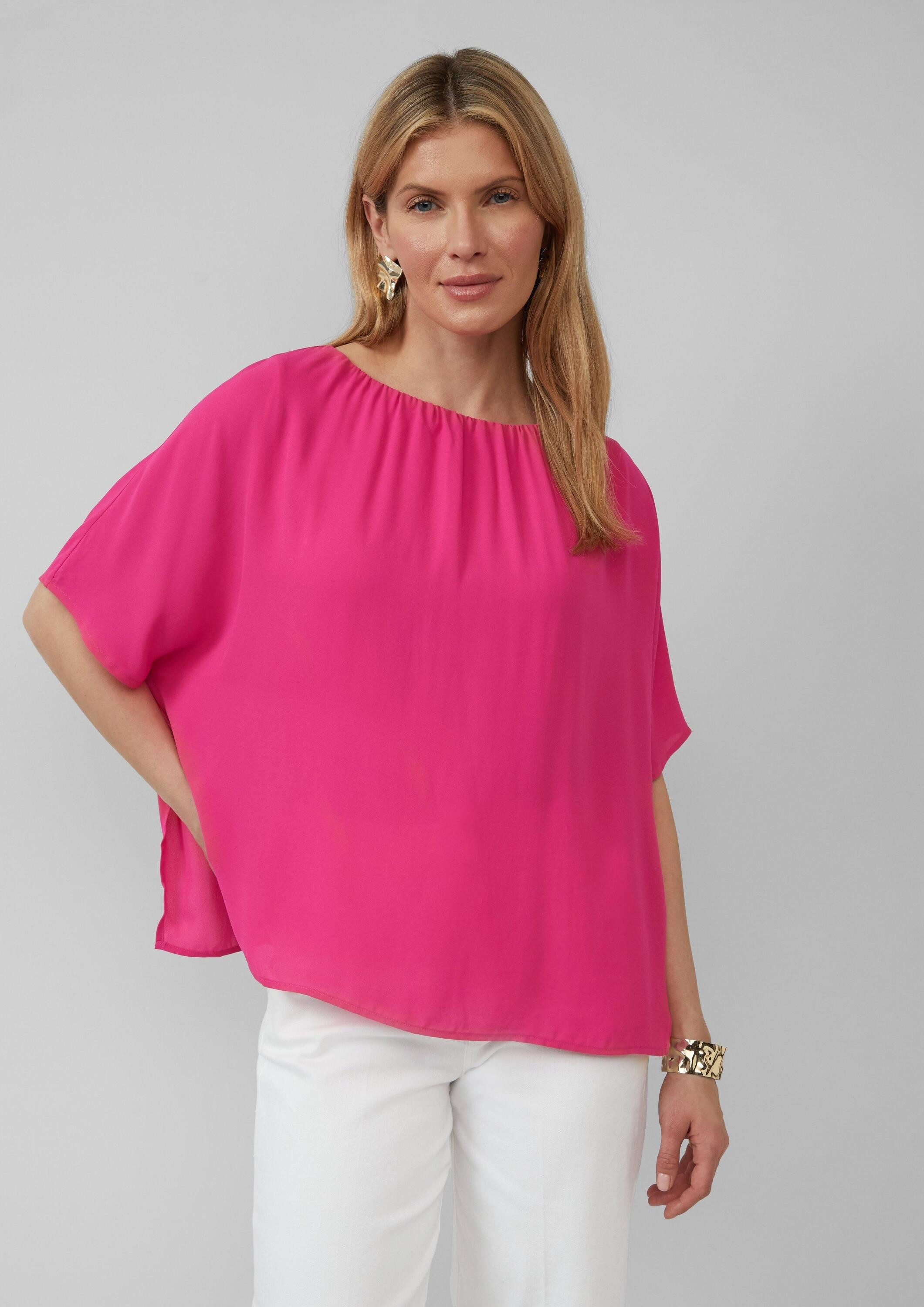 s.Oliver Kurzarmshirt T-Shirt Chiffonshirt im Loose Fit mit Jerseyfutter günstig online kaufen