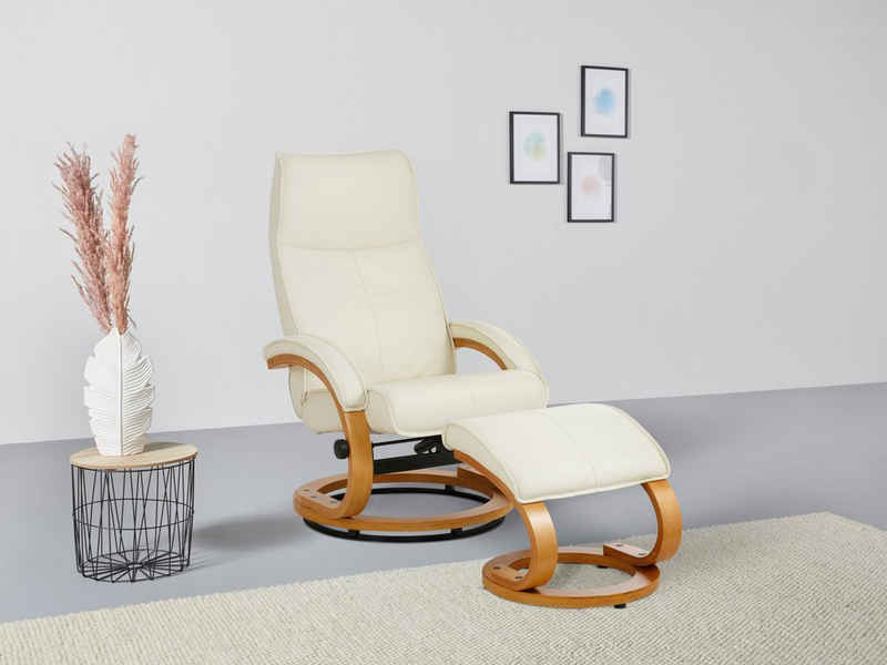 Home affaire Relaxsessel Paris TV-Sessel, Liegesessel, manuell verstellbar, (Set, 2-St., bestehend aus Sessel und Hocker), Microfase, NaturLEDER, Webstoff, Sitzhöhe 46 cm